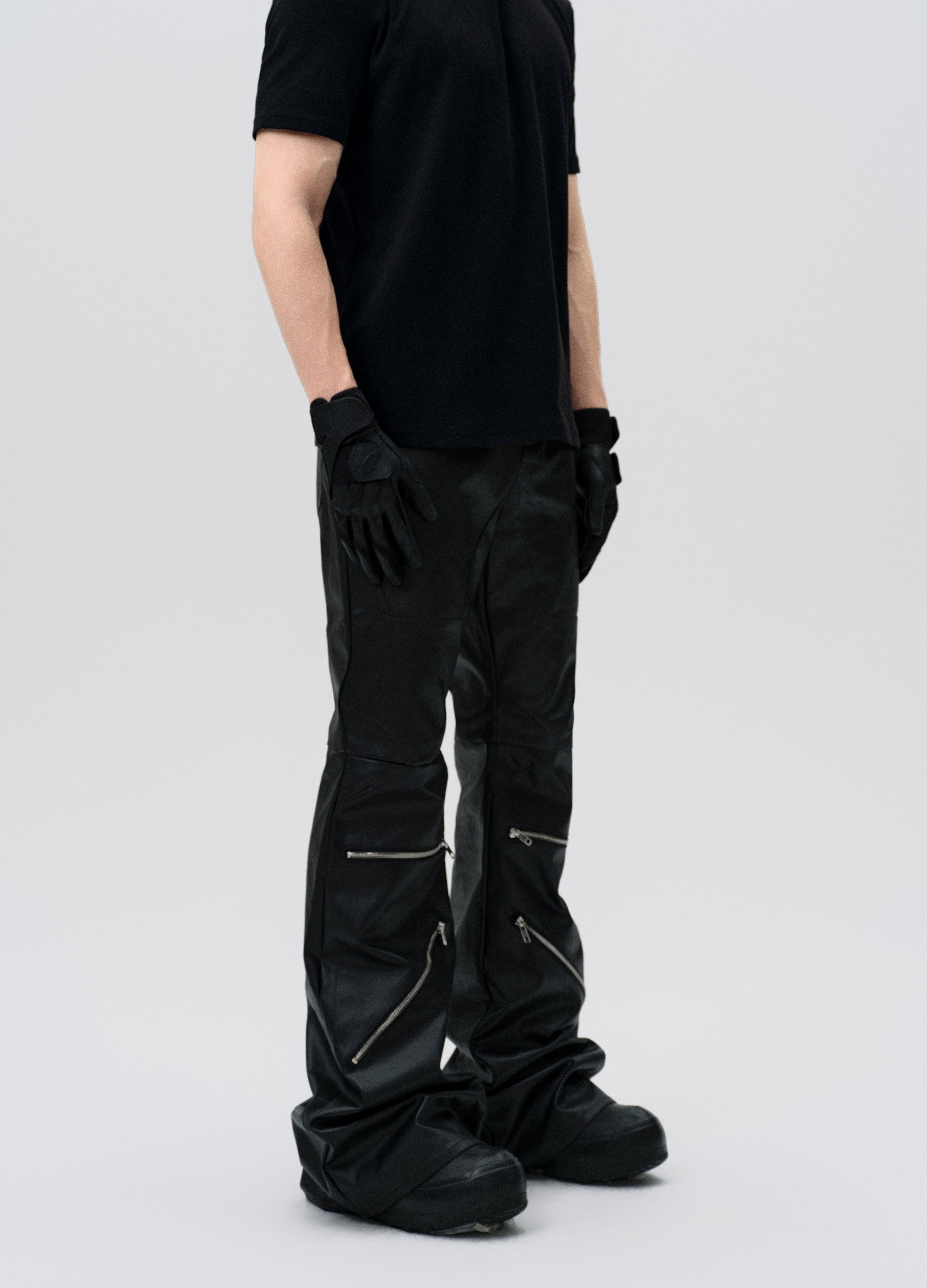 25SS WAXED ZIP DECONSTRUCT PANTS