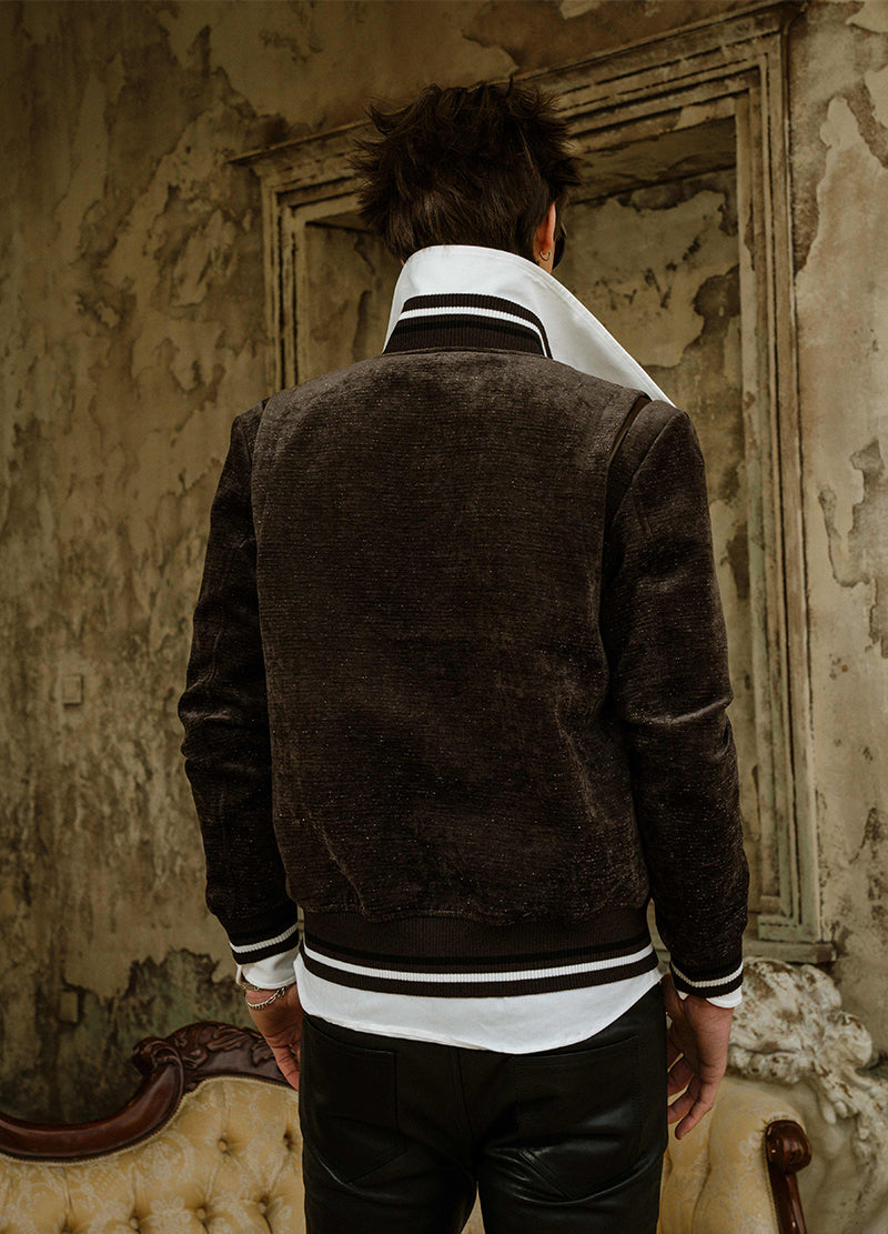 CRYSTAL VELVET LEATHER JACKET