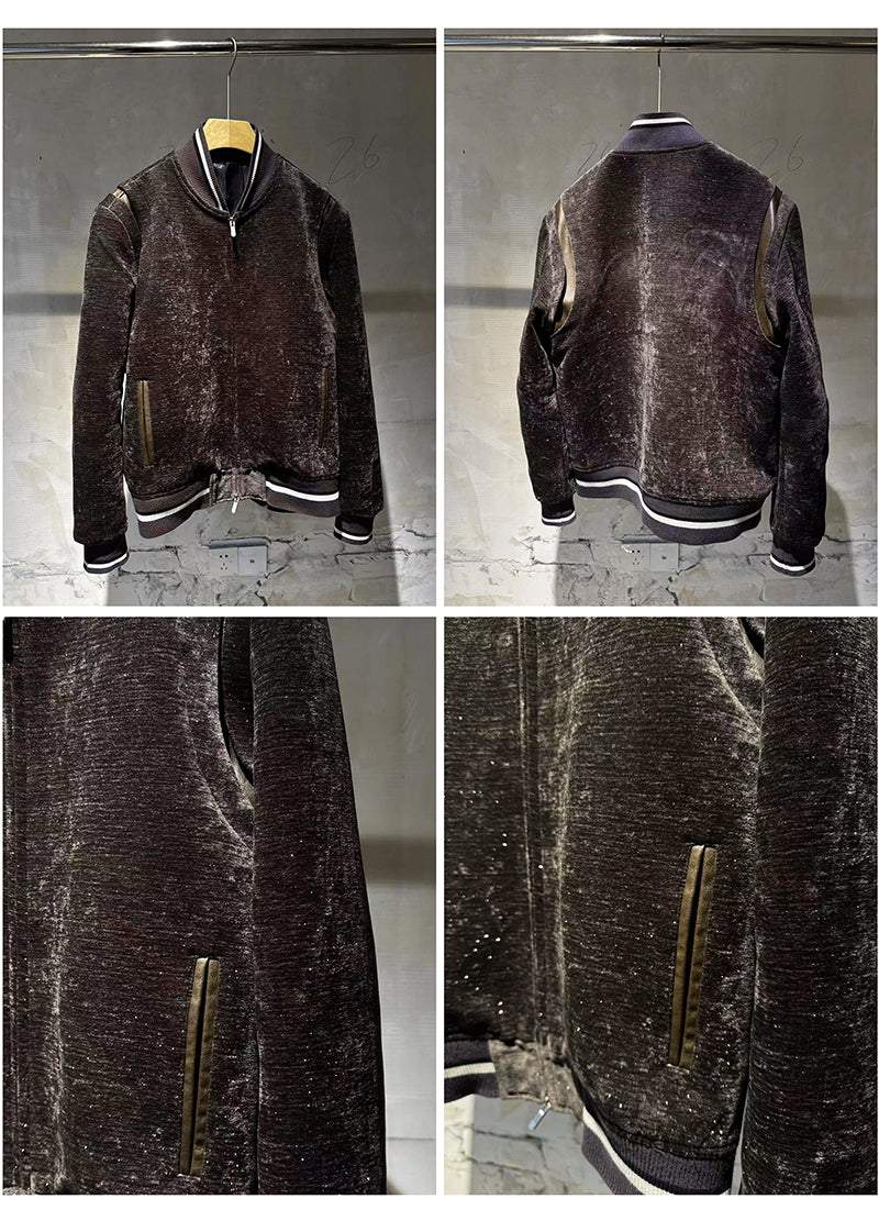 CRYSTAL VELVET LEATHER JACKET