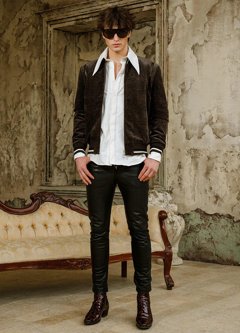 CRYSTAL VELVET LEATHER JACKET