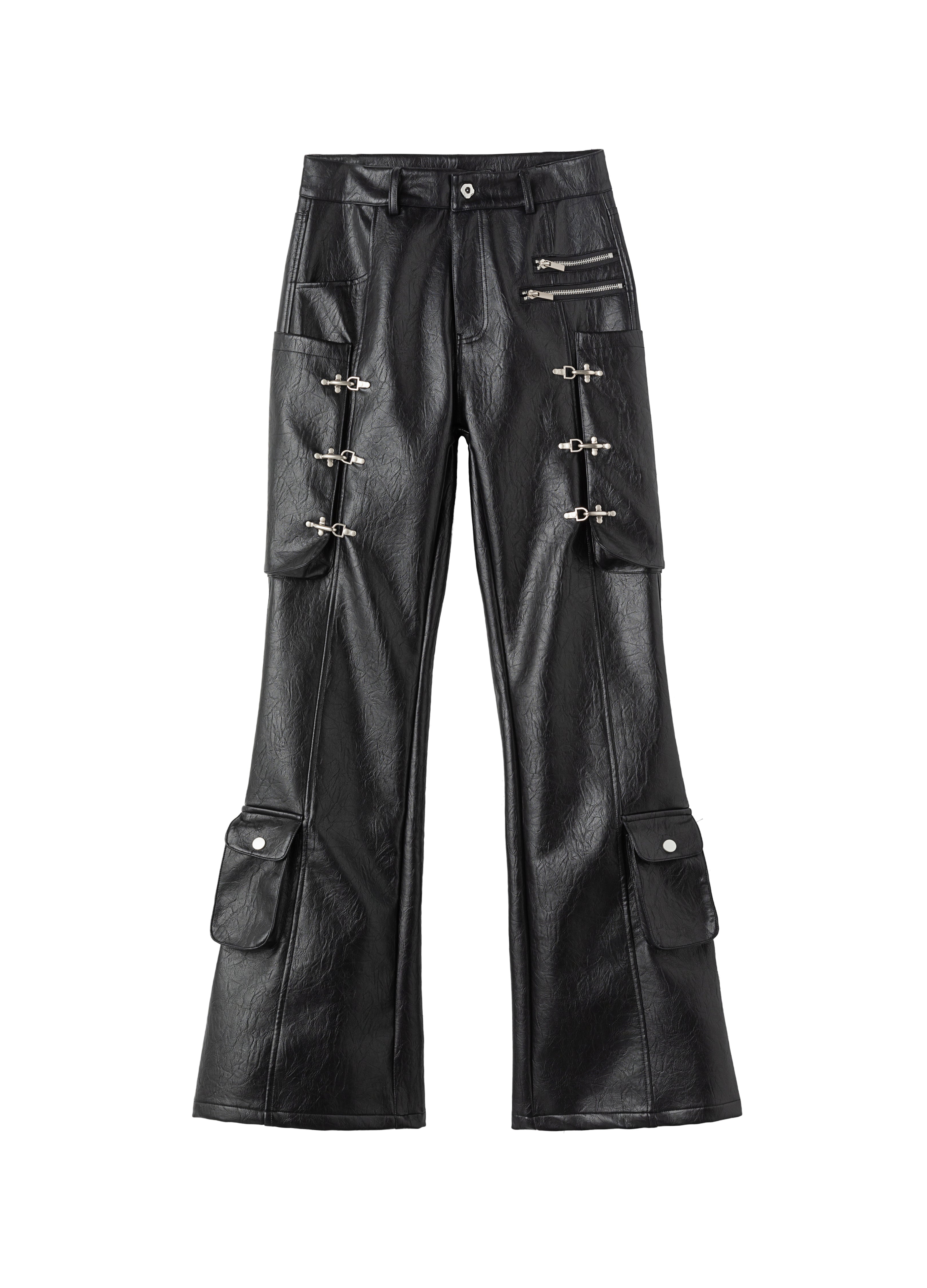 26SS BULLET FLARE LEATHER PANTS