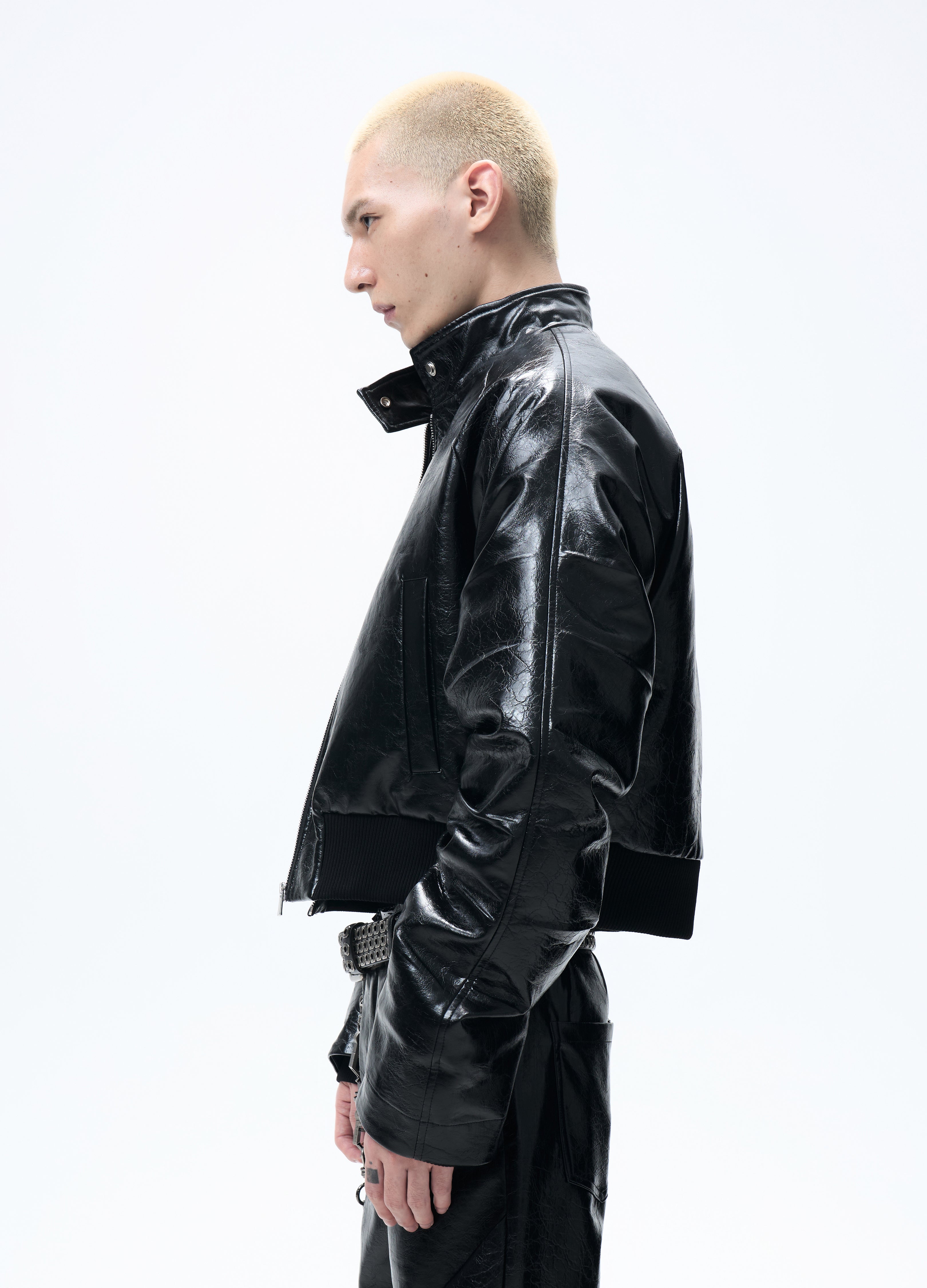 25FW PLEATED LEATHER PUFFER JACKET
