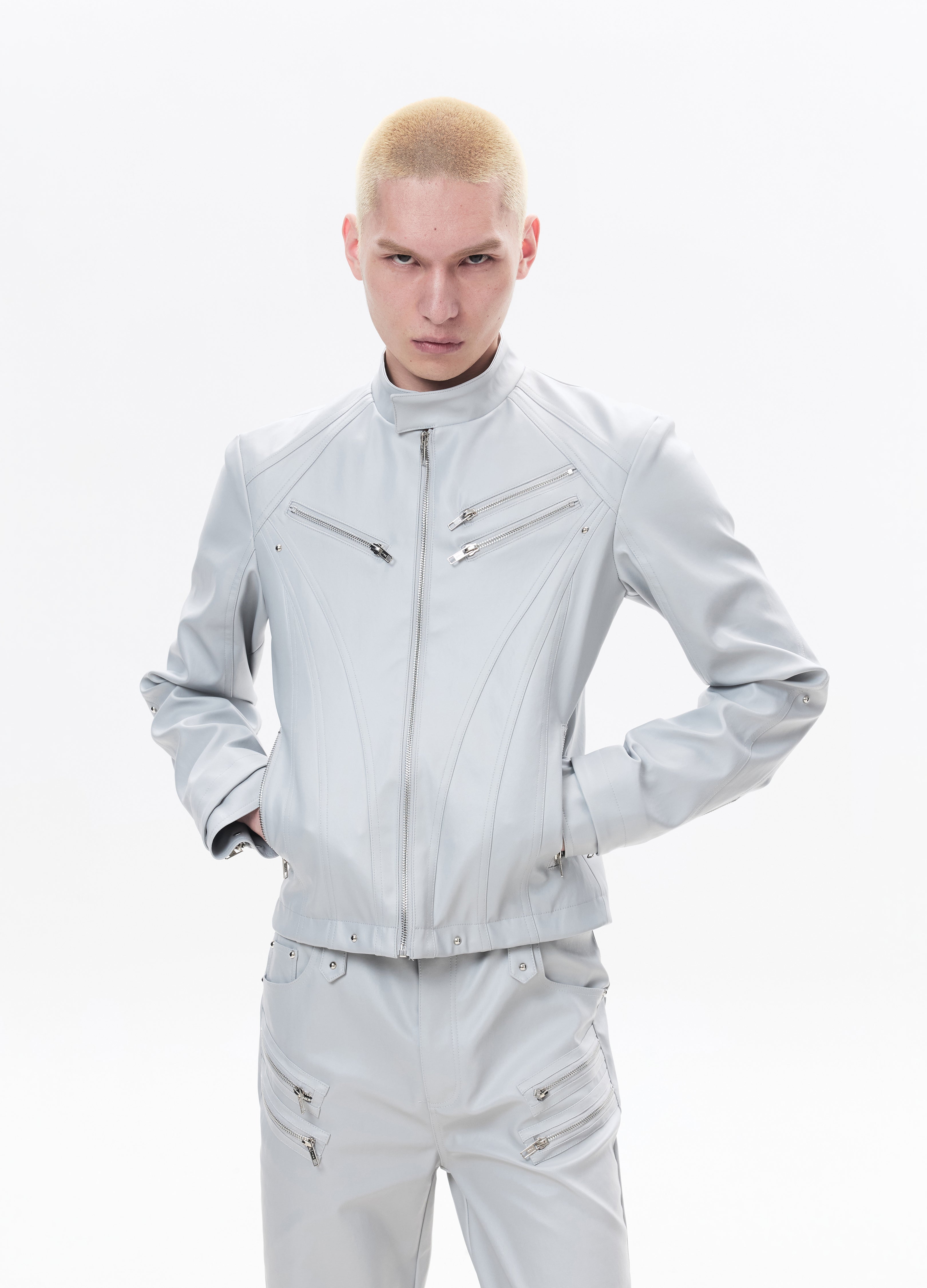 26SS SHARP ZIP LEATHER JACKET