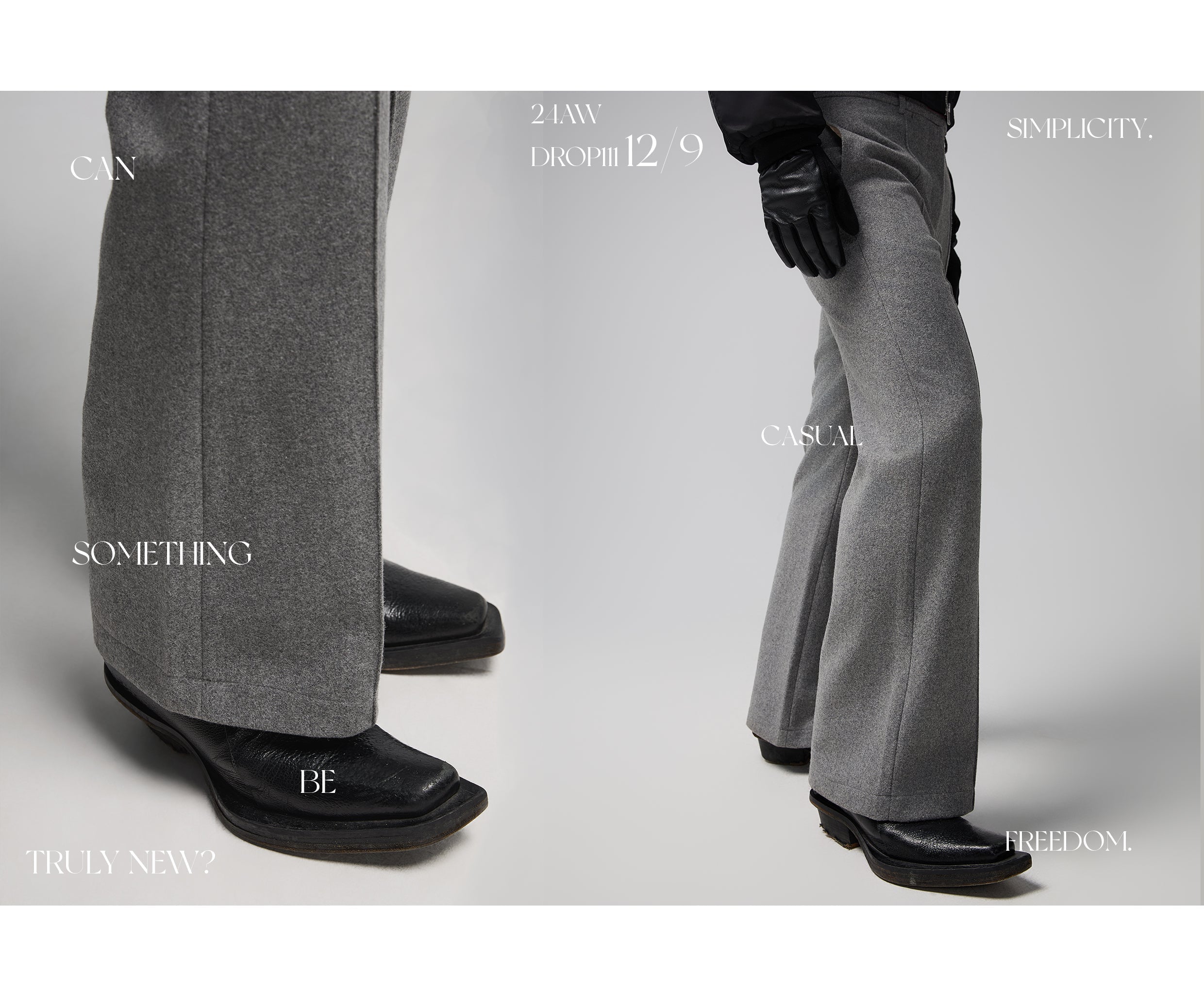 24AW Low Sat Gray Wool Bottoms