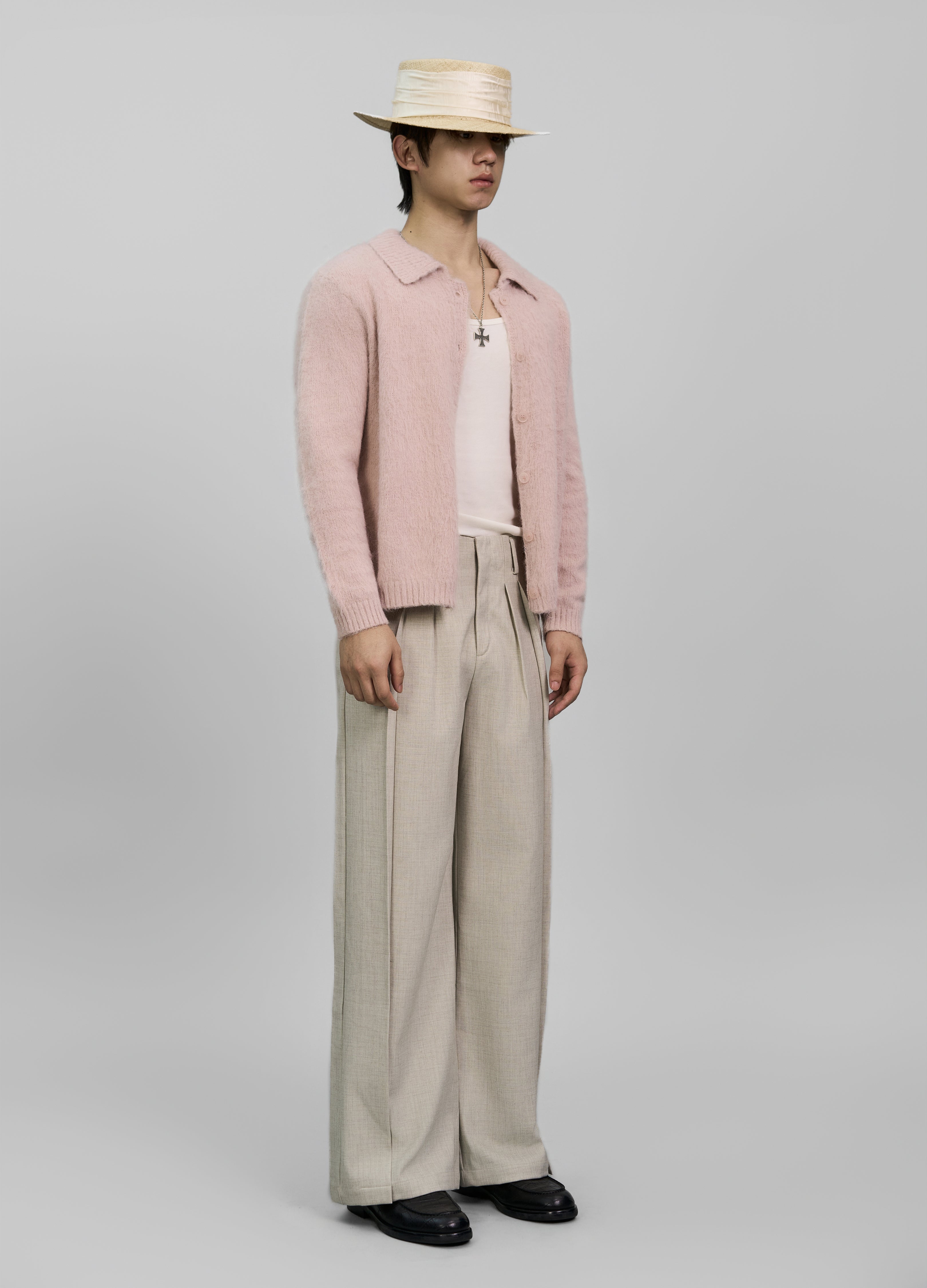 PINK CASHMERE KNIT CARDIGAN