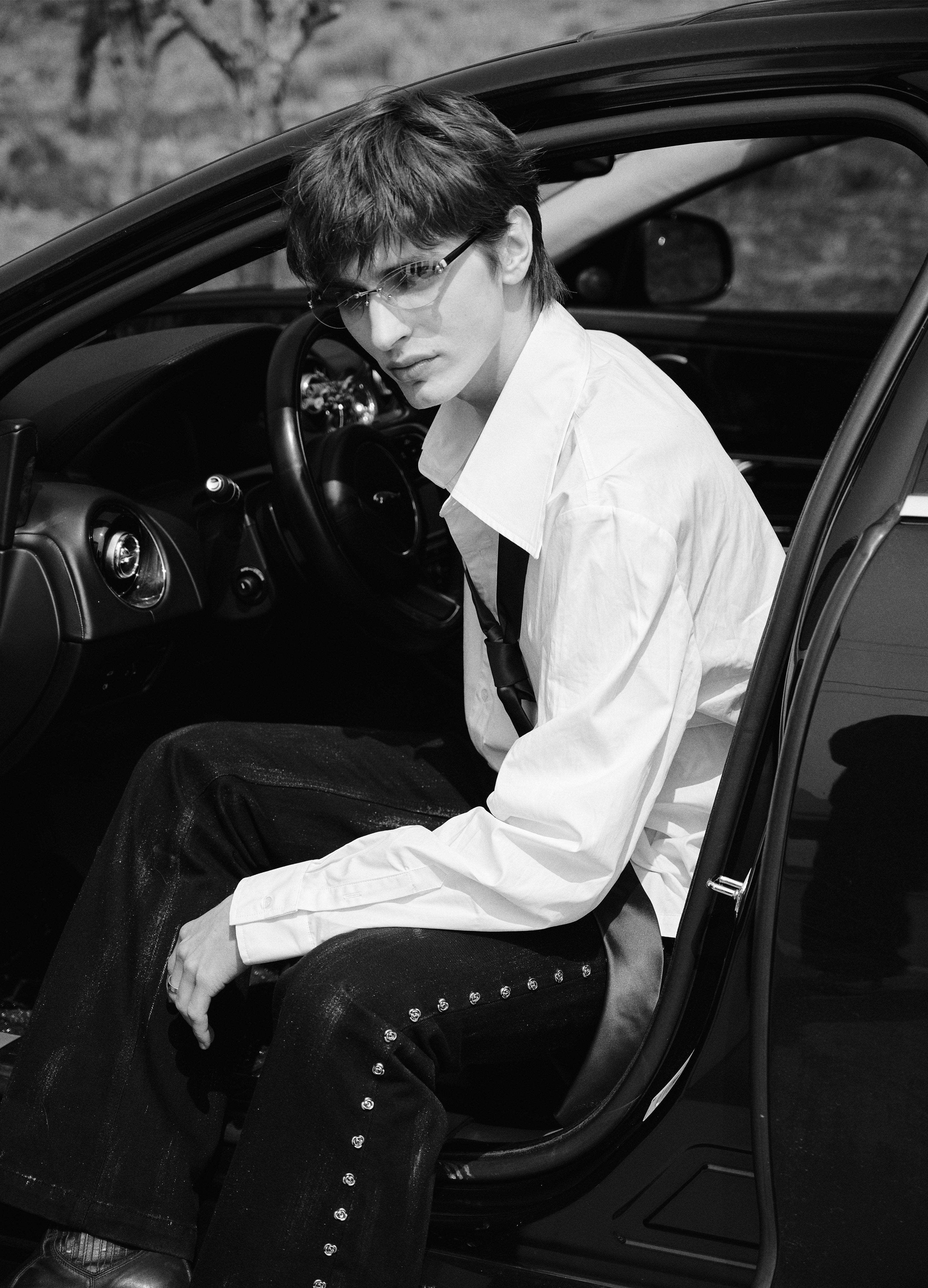 25SS ROSE EMBROIDERY TENCEL SHIRT