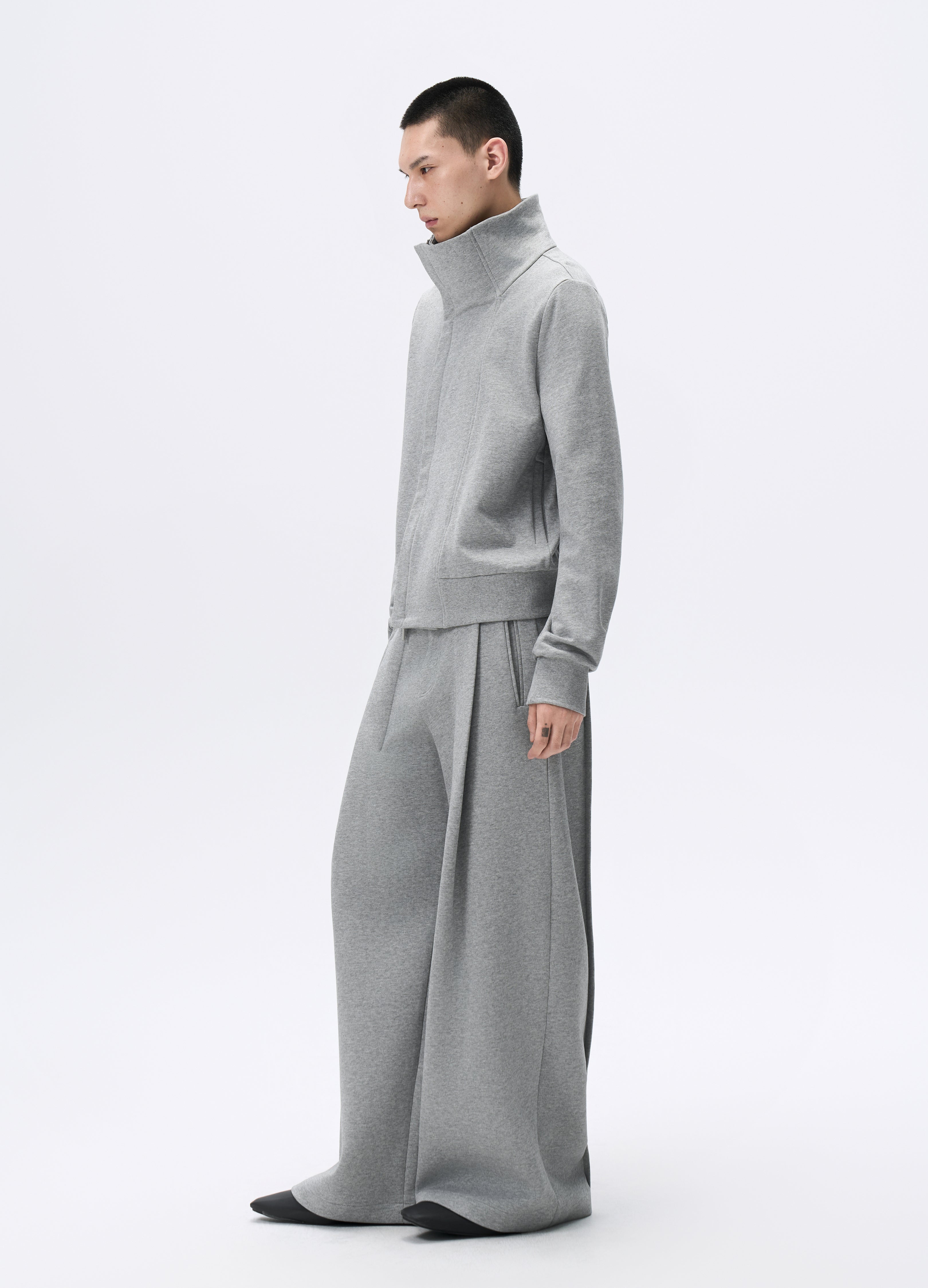 25FW GREY ZIP CROPPED JACKET