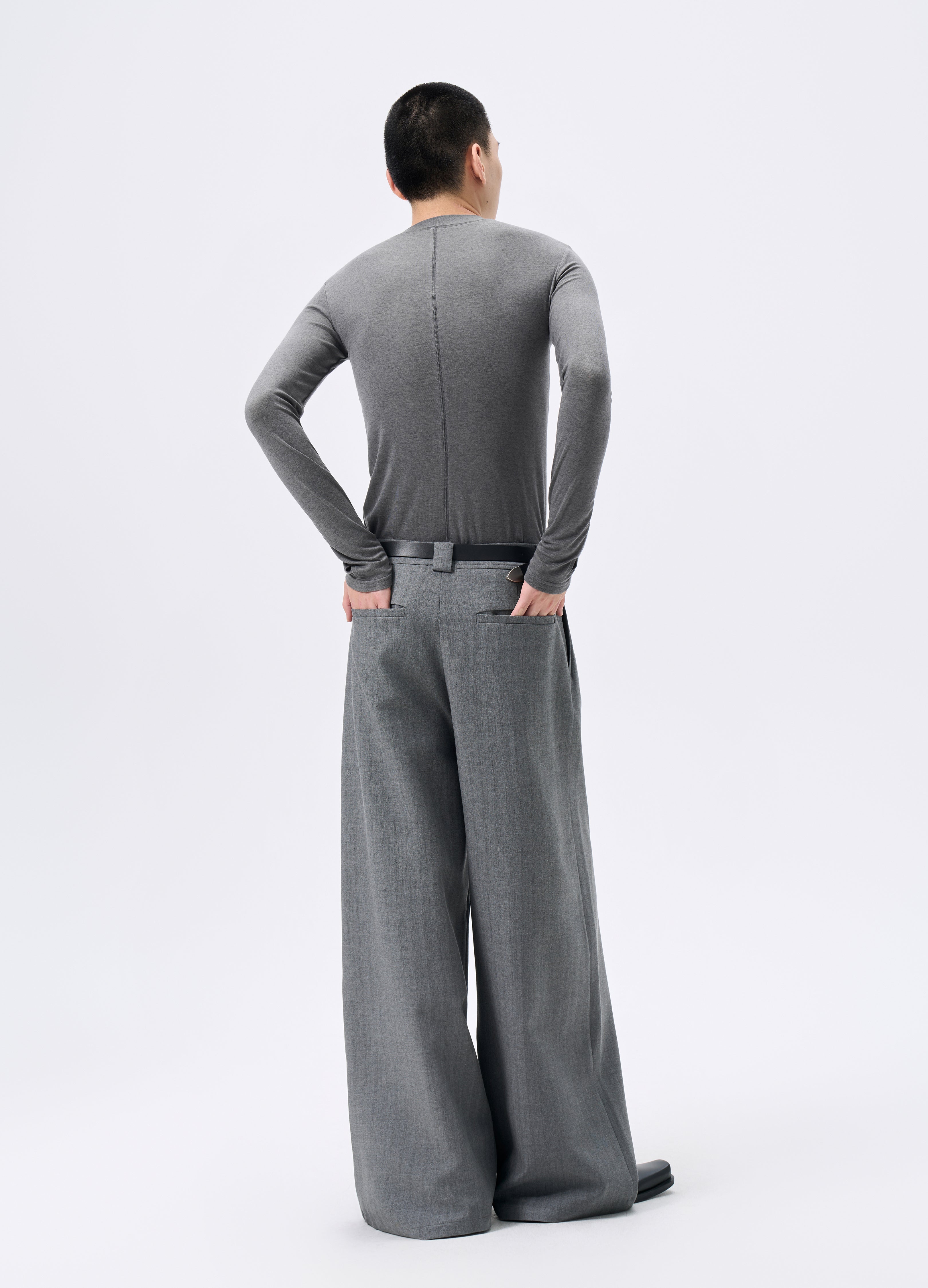 25FW STRIPED LYOCELL WIDE TROUSERS