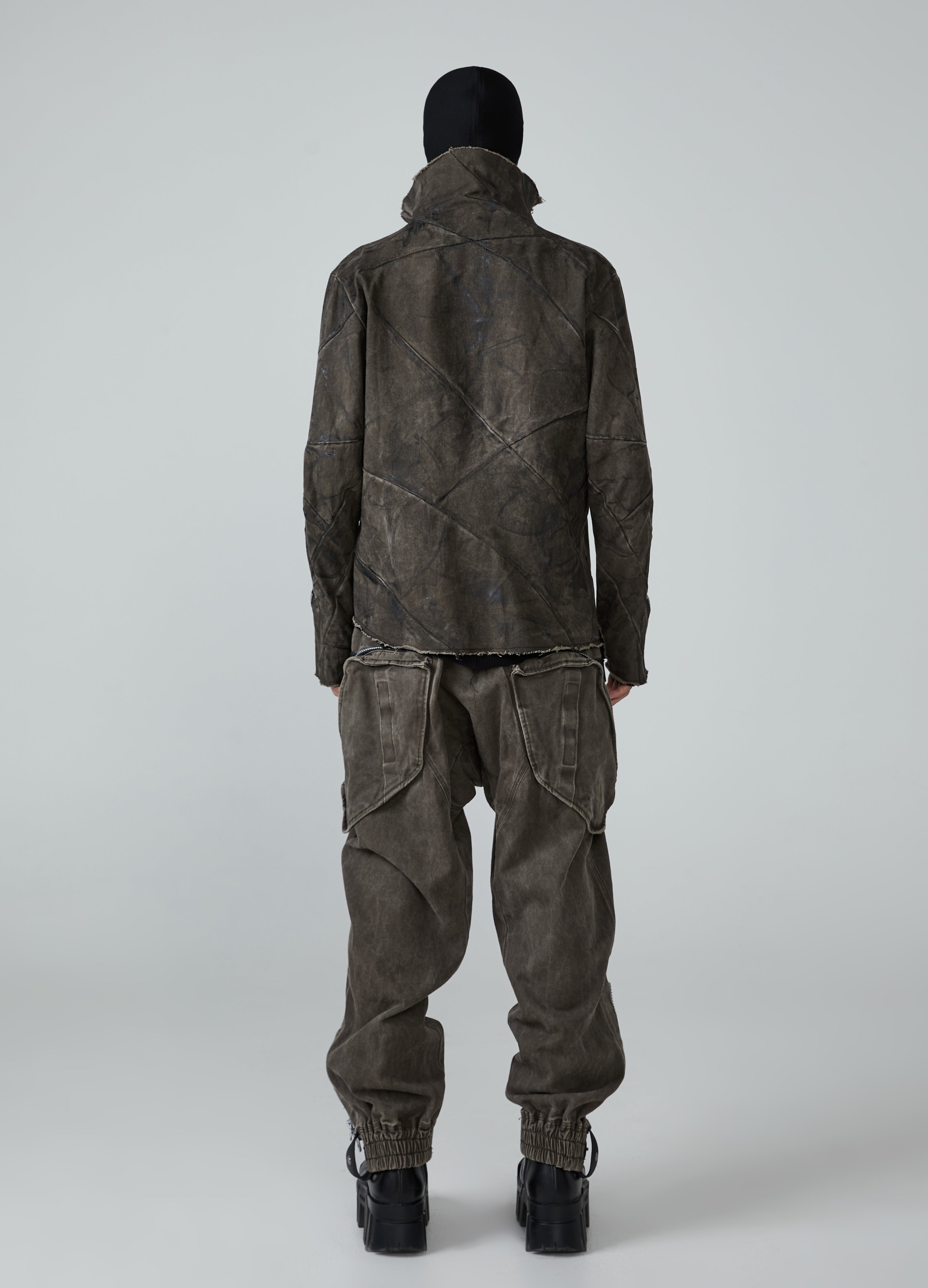 Wasteland Diagonal Zipper Distressed Jacket