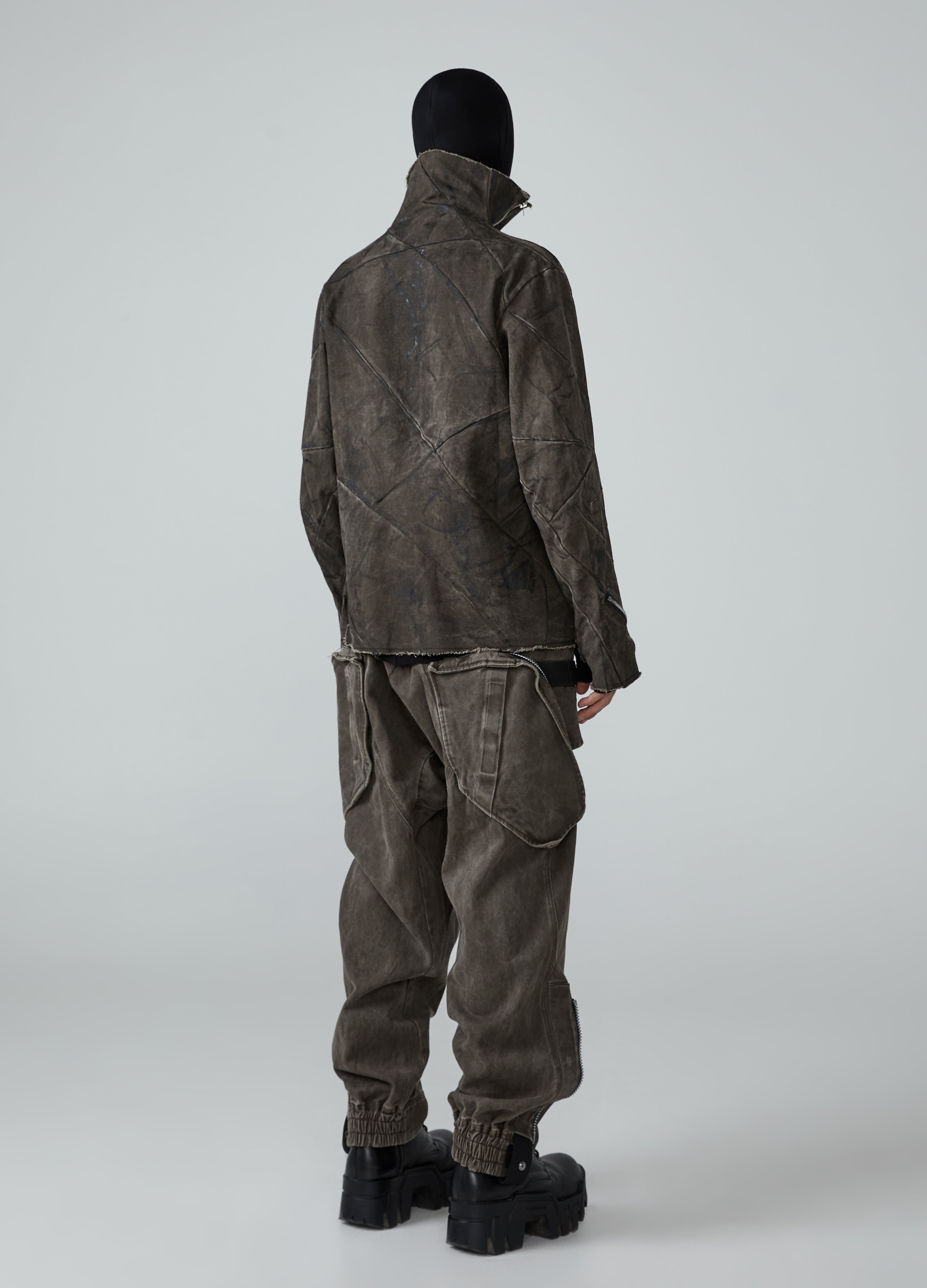 Wasteland Diagonal Zipper Distressed Jacket