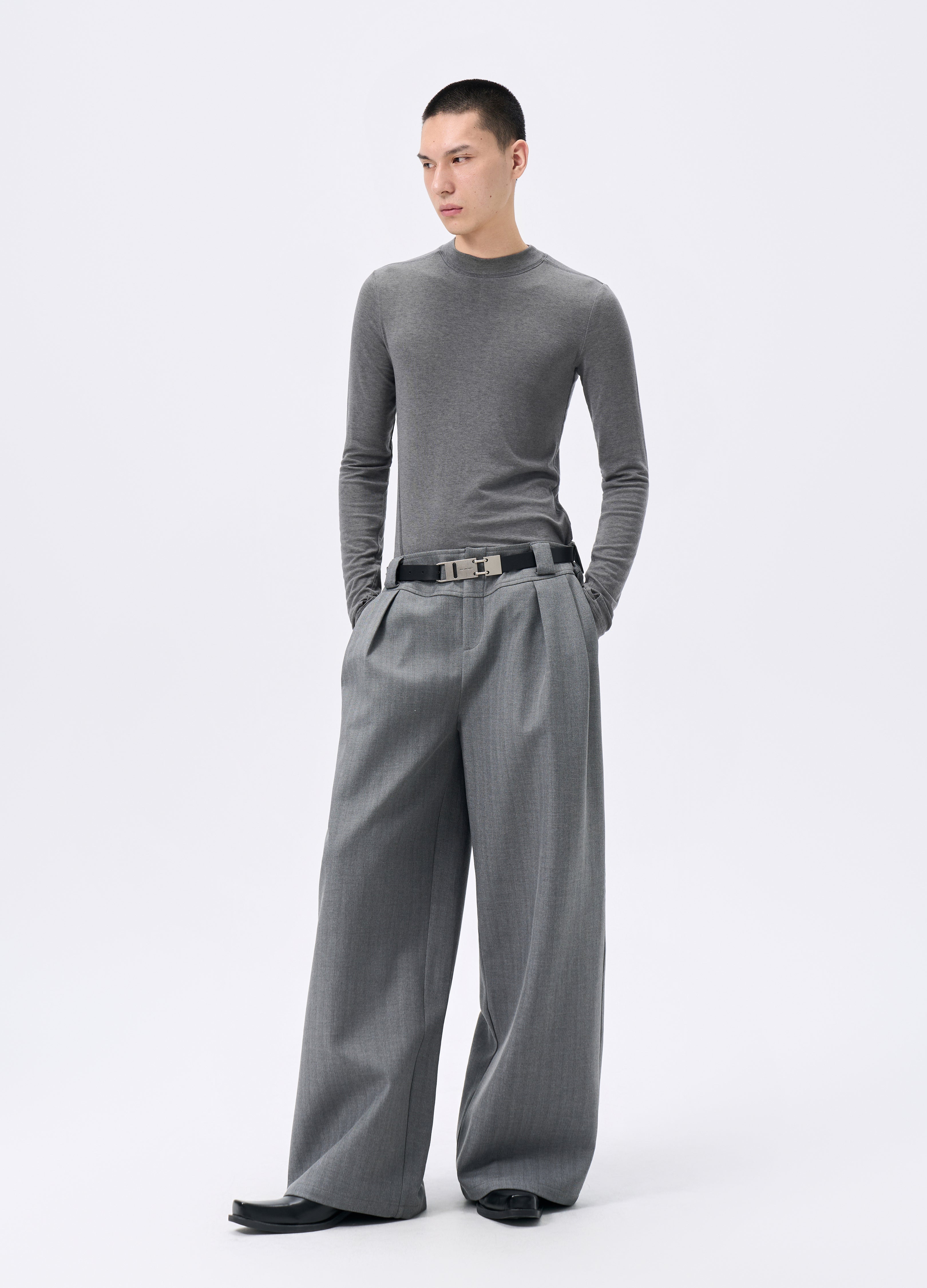 25FW STRIPED LYOCELL WIDE TROUSERS