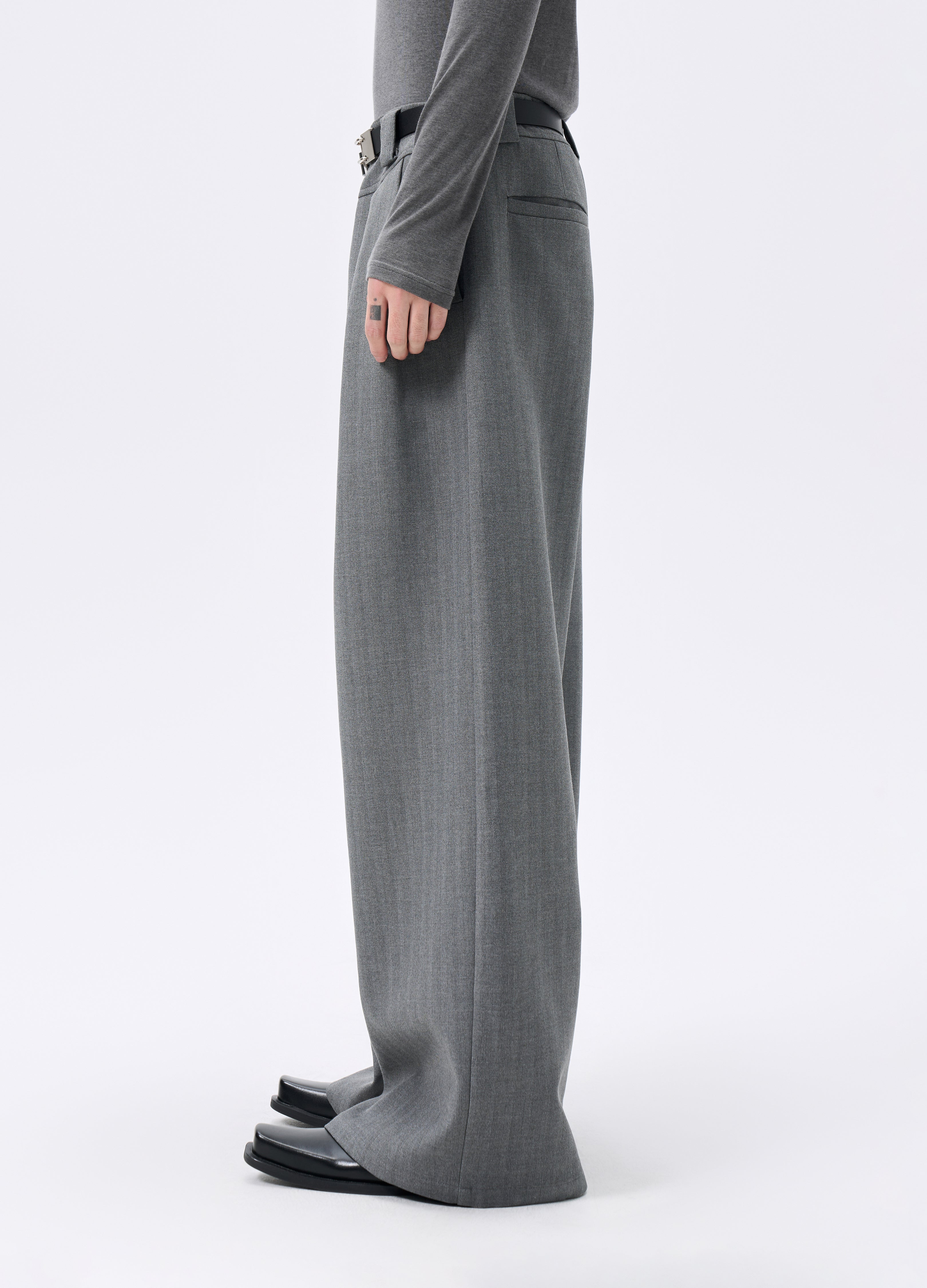 25FW STRIPED LYOCELL WIDE TROUSERS