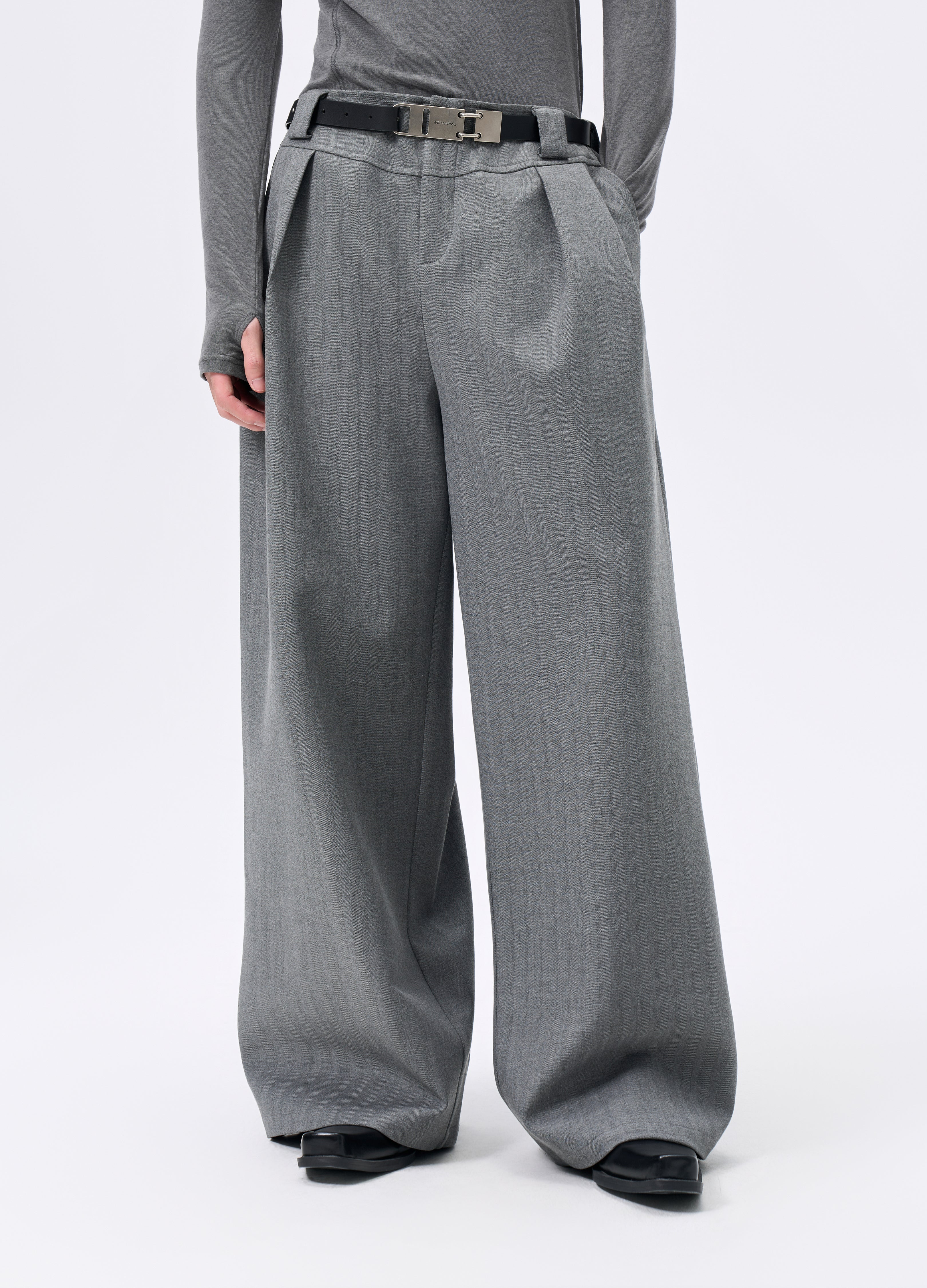 25FW STRIPED LYOCELL WIDE TROUSERS