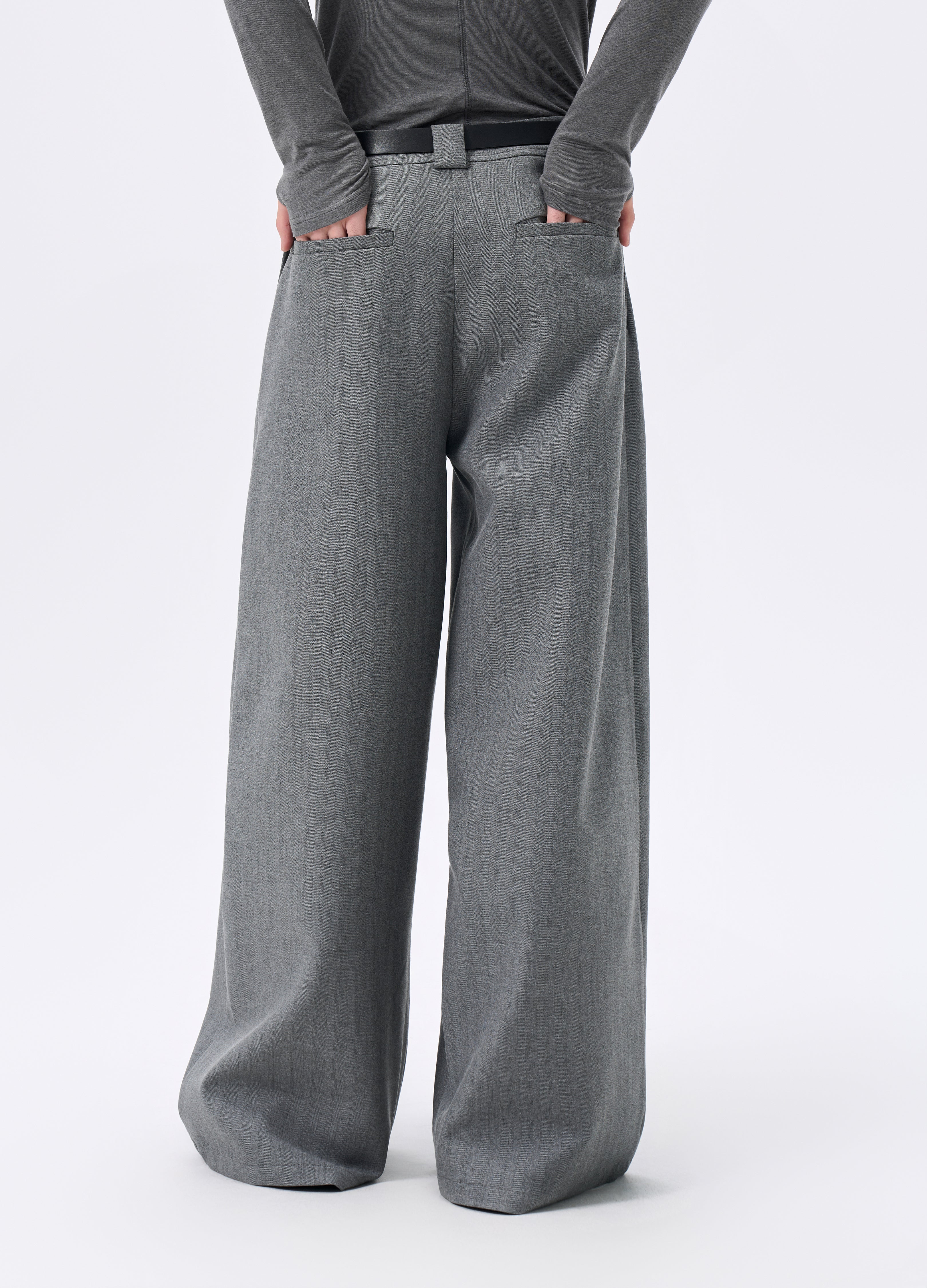 25FW STRIPED LYOCELL WIDE TROUSERS