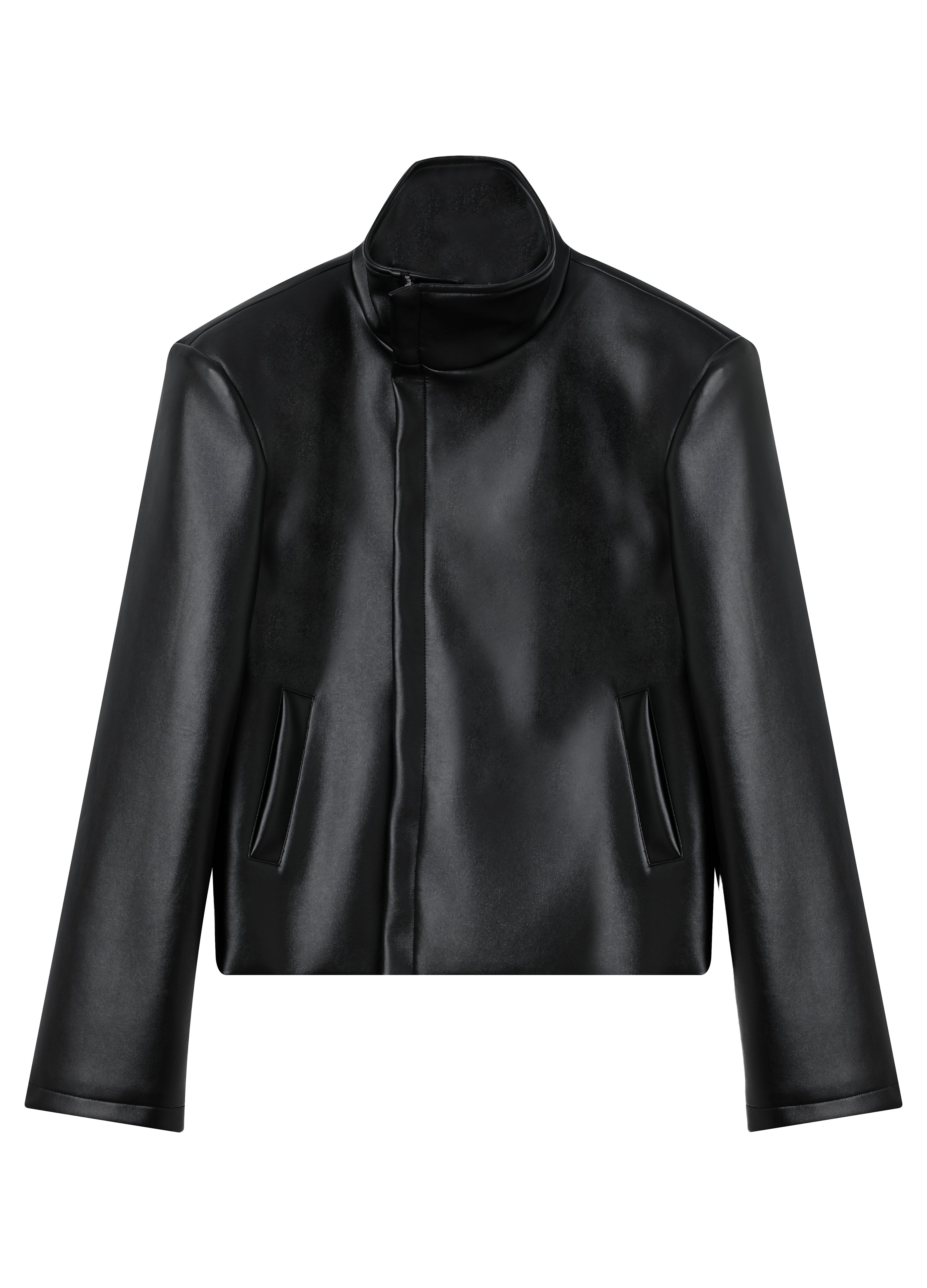 25FW SHOULDERED LEATHER BIKER JACKET