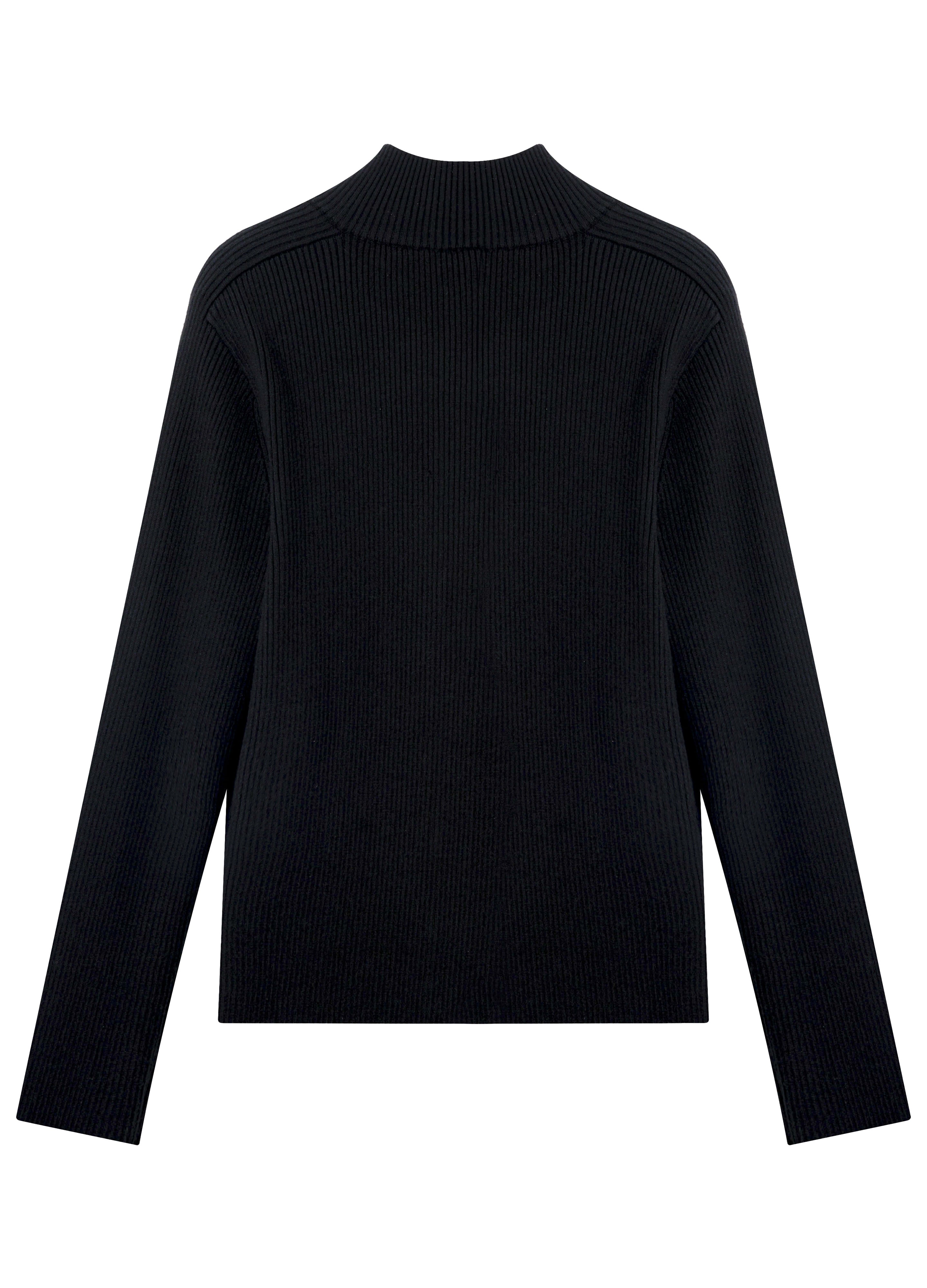 25FW FITTED BLACK KNIT CARDIGAN