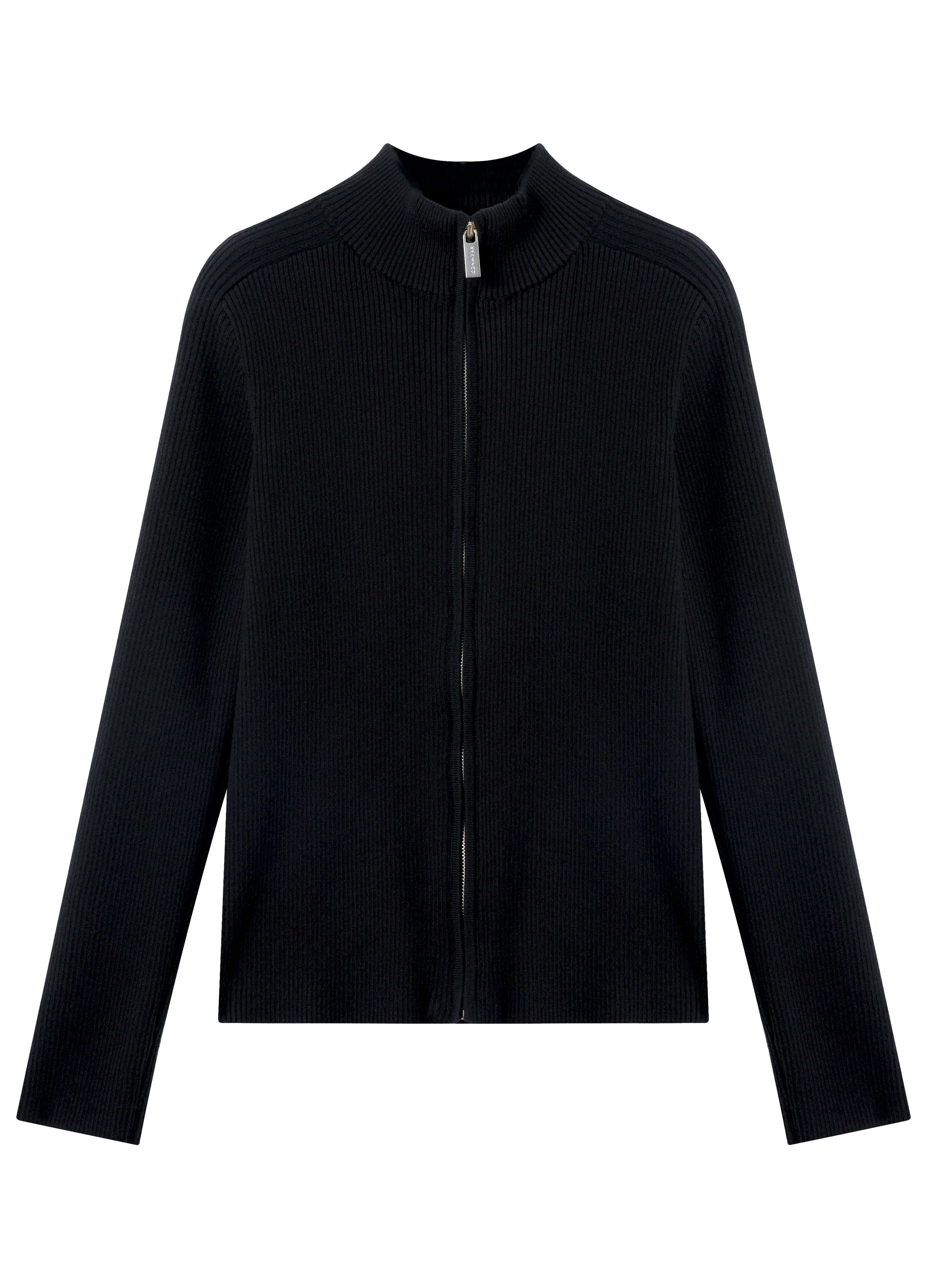 25FW FITTED BLACK KNIT CARDIGAN