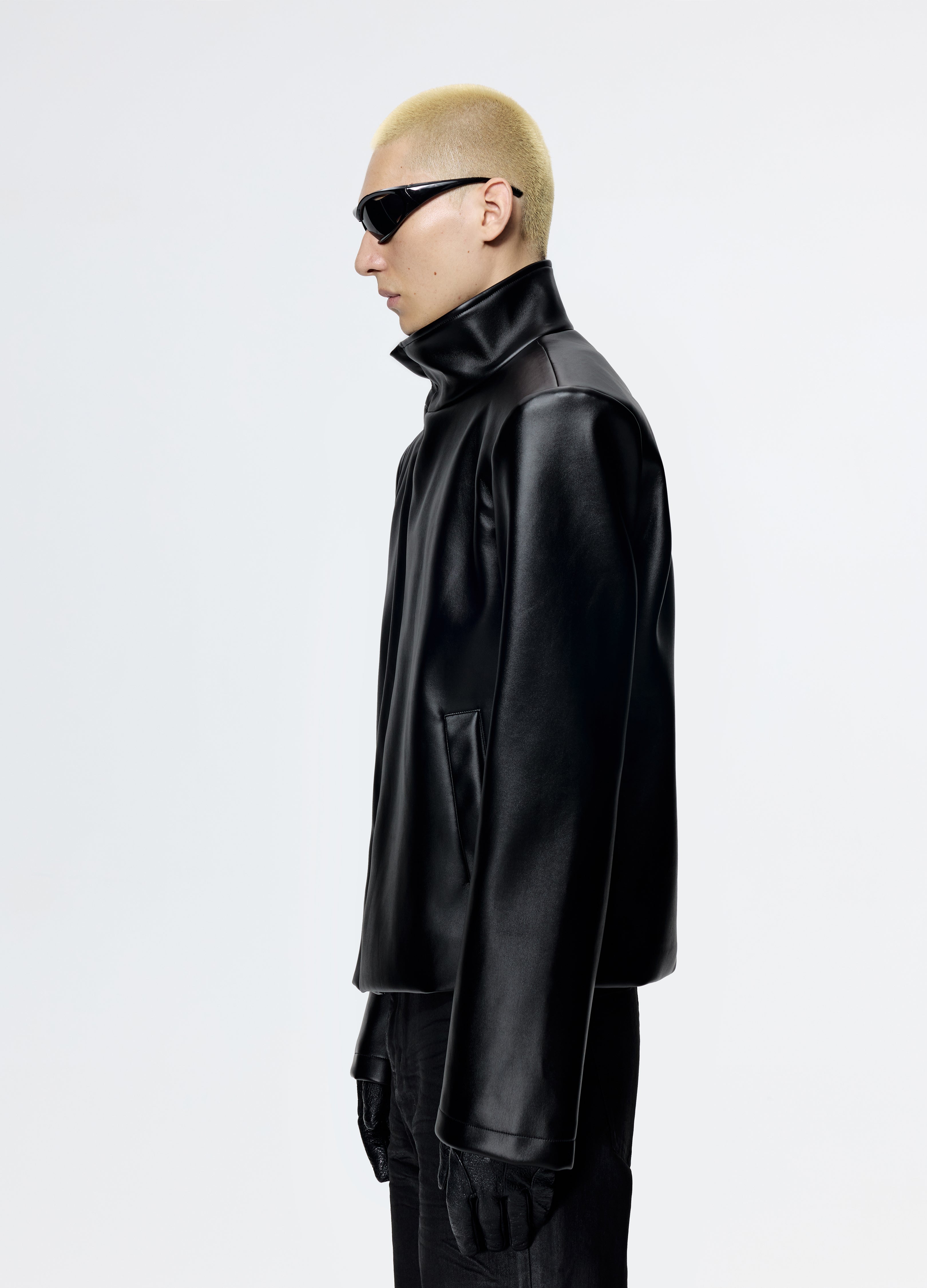 25FW SHOULDERED LEATHER BIKER JACKET