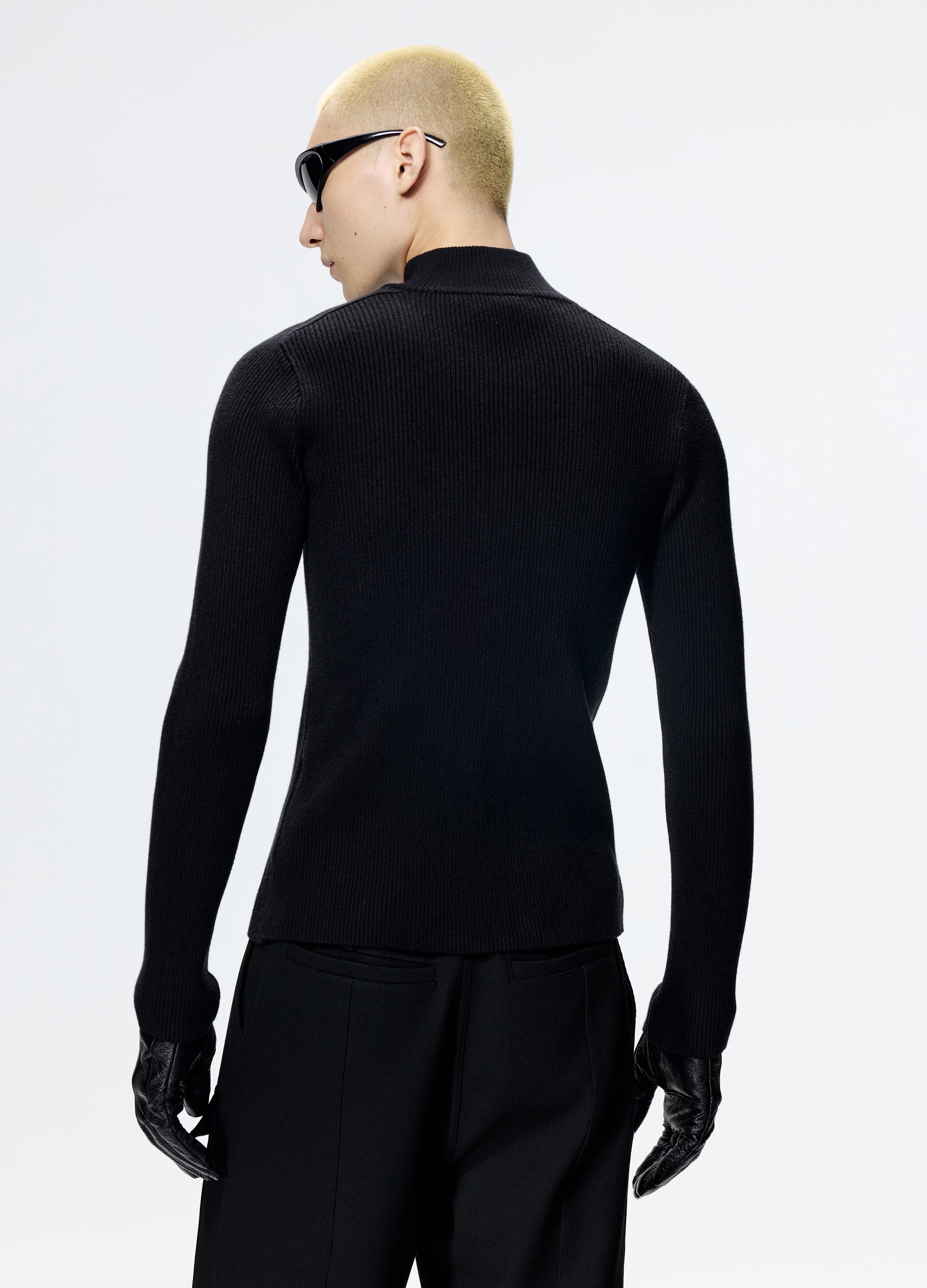 25FW FITTED BLACK KNIT CARDIGAN