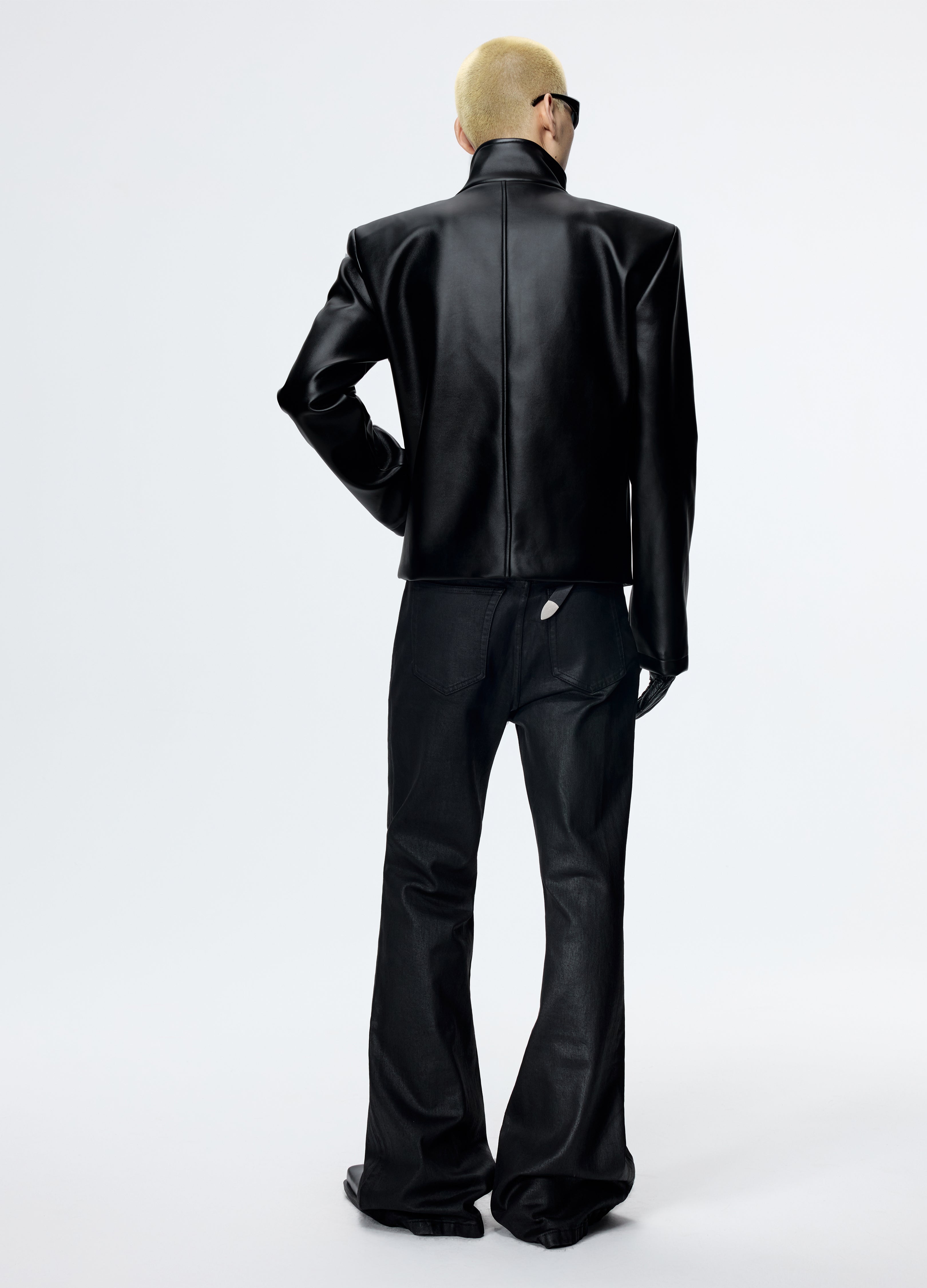 25FW SHOULDERED LEATHER BIKER JACKET