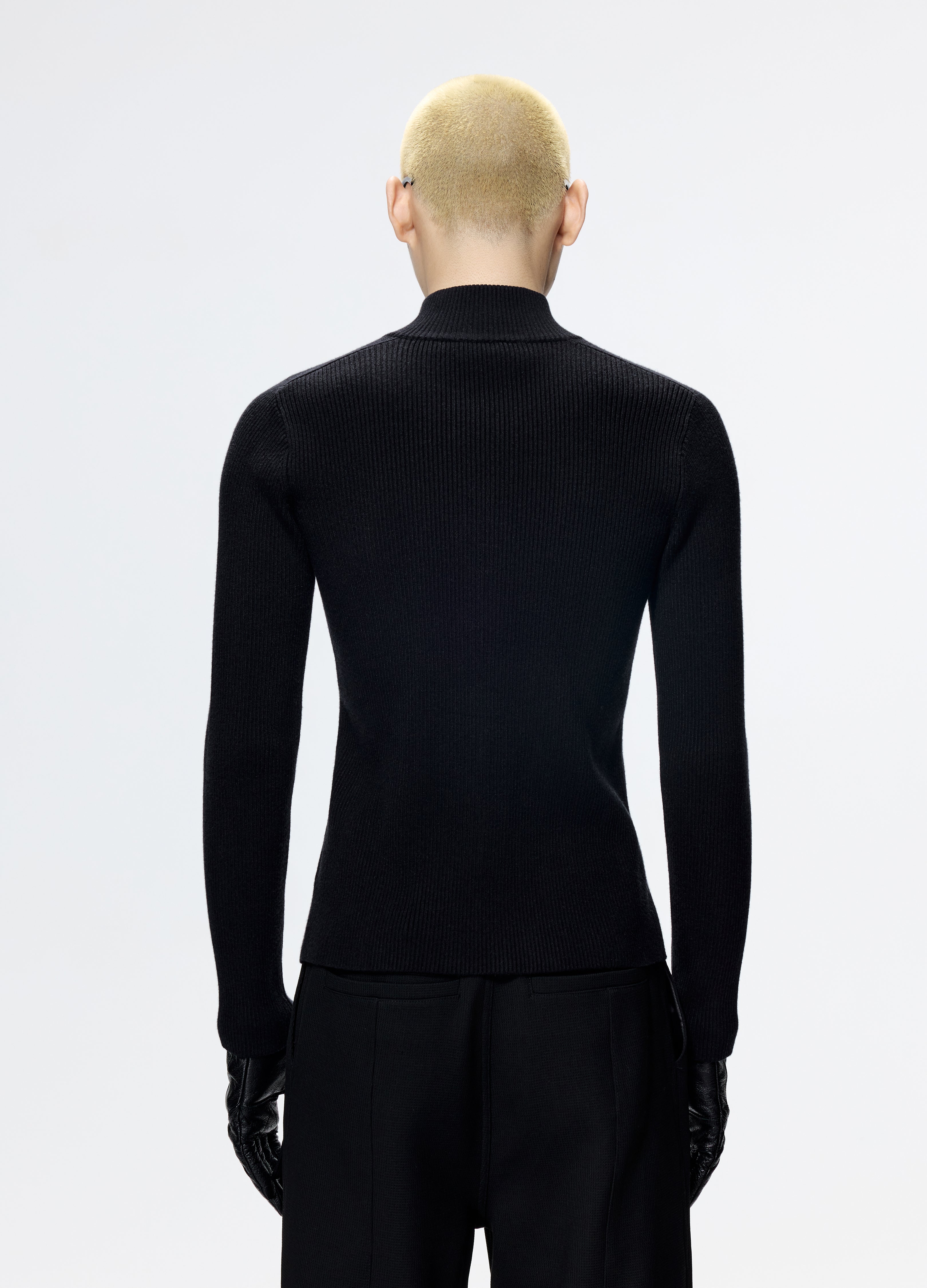 25FW FITTED BLACK KNIT CARDIGAN