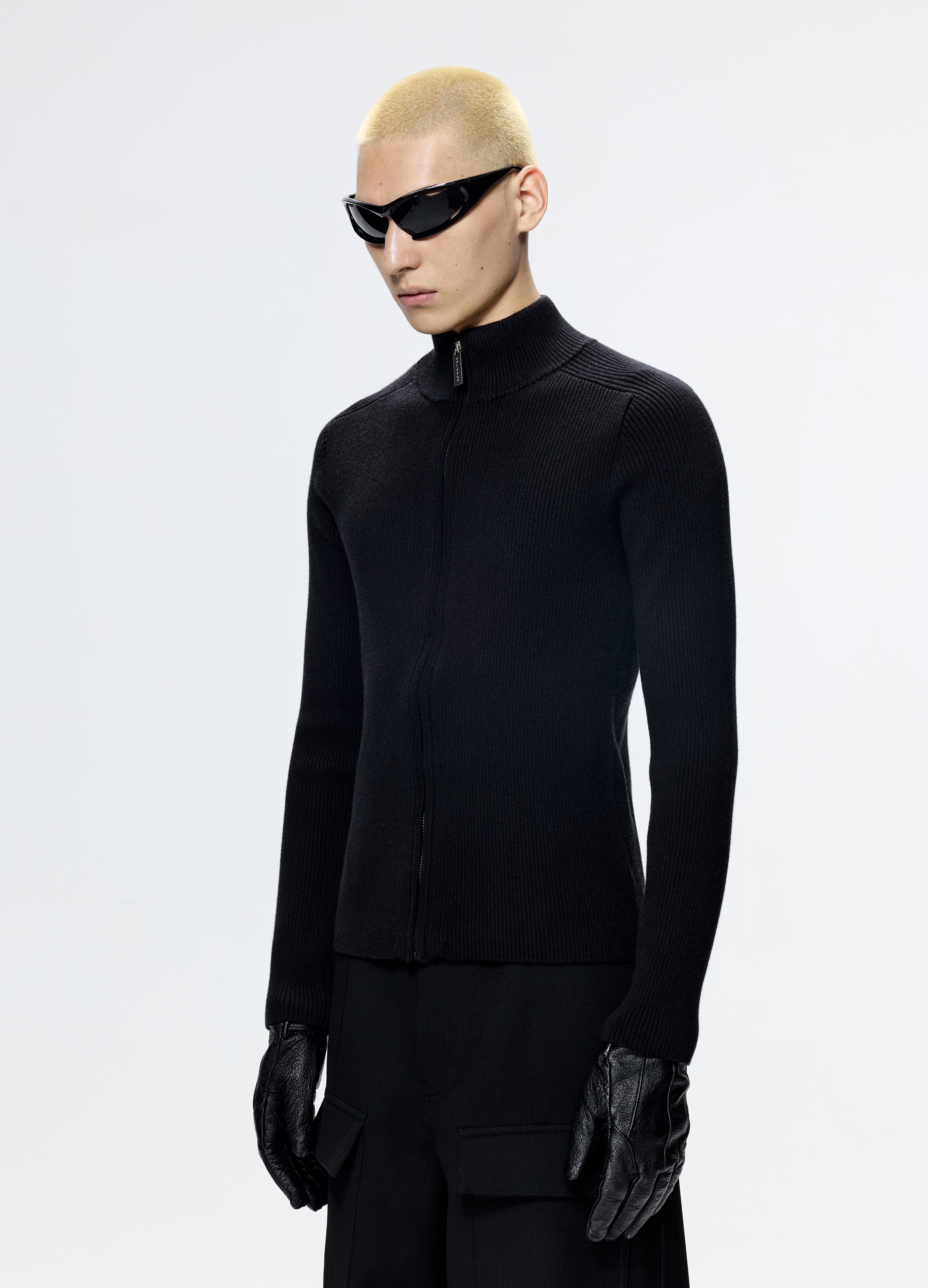 25FW FITTED BLACK KNIT CARDIGAN