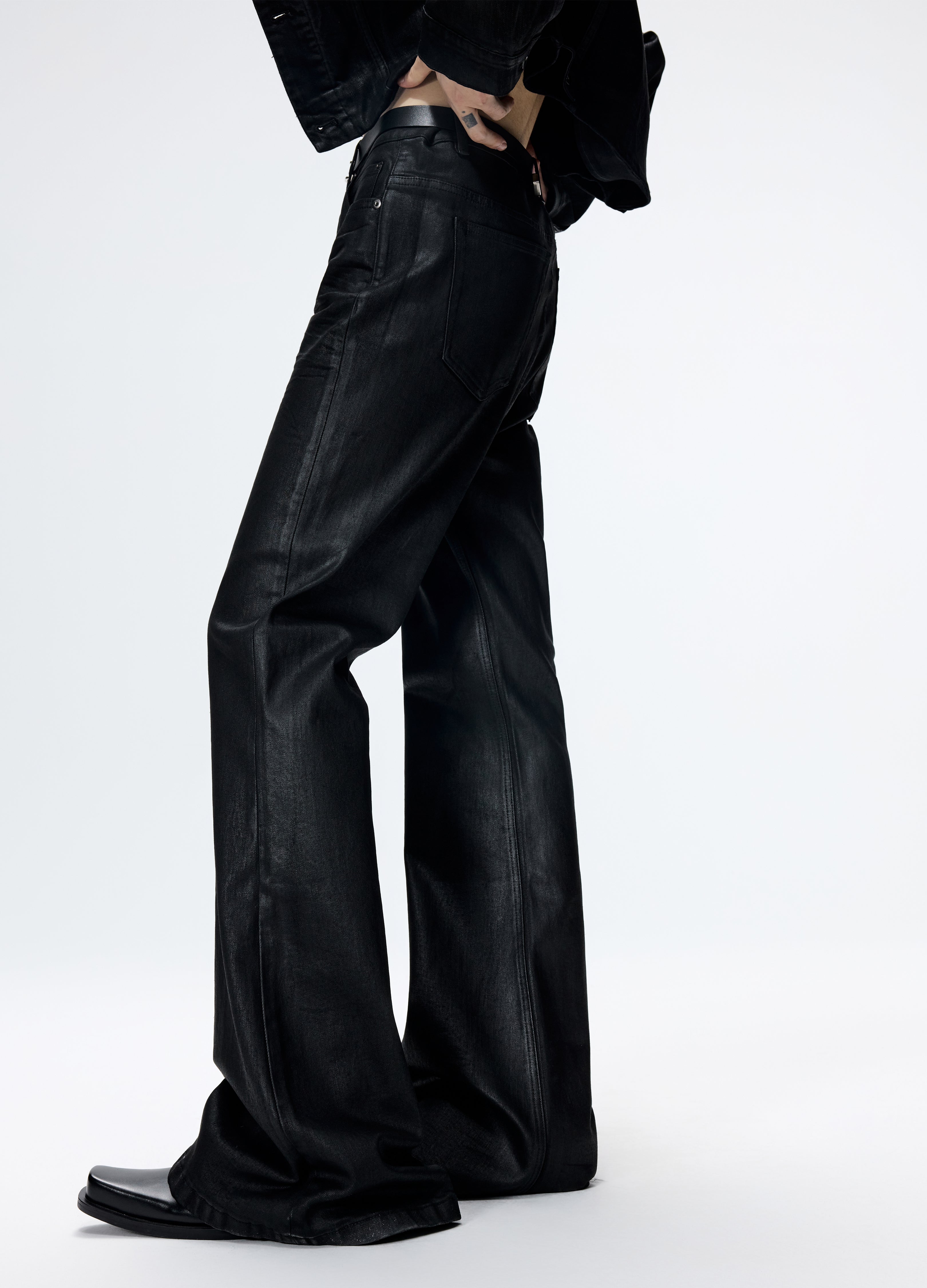 25FW WAXED FLARE DENIM TROUSERS