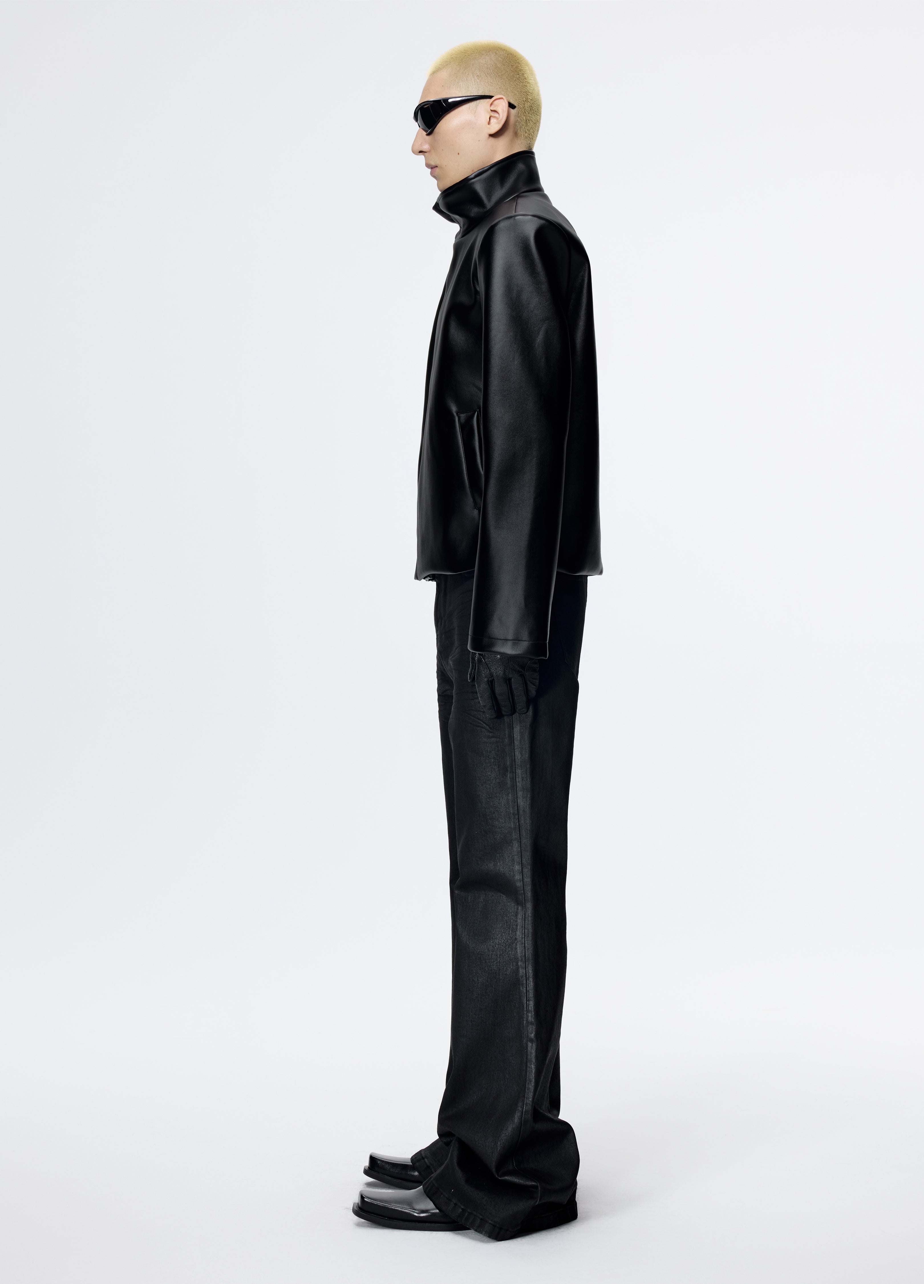 25FW SHOULDERED LEATHER BIKER JACKET