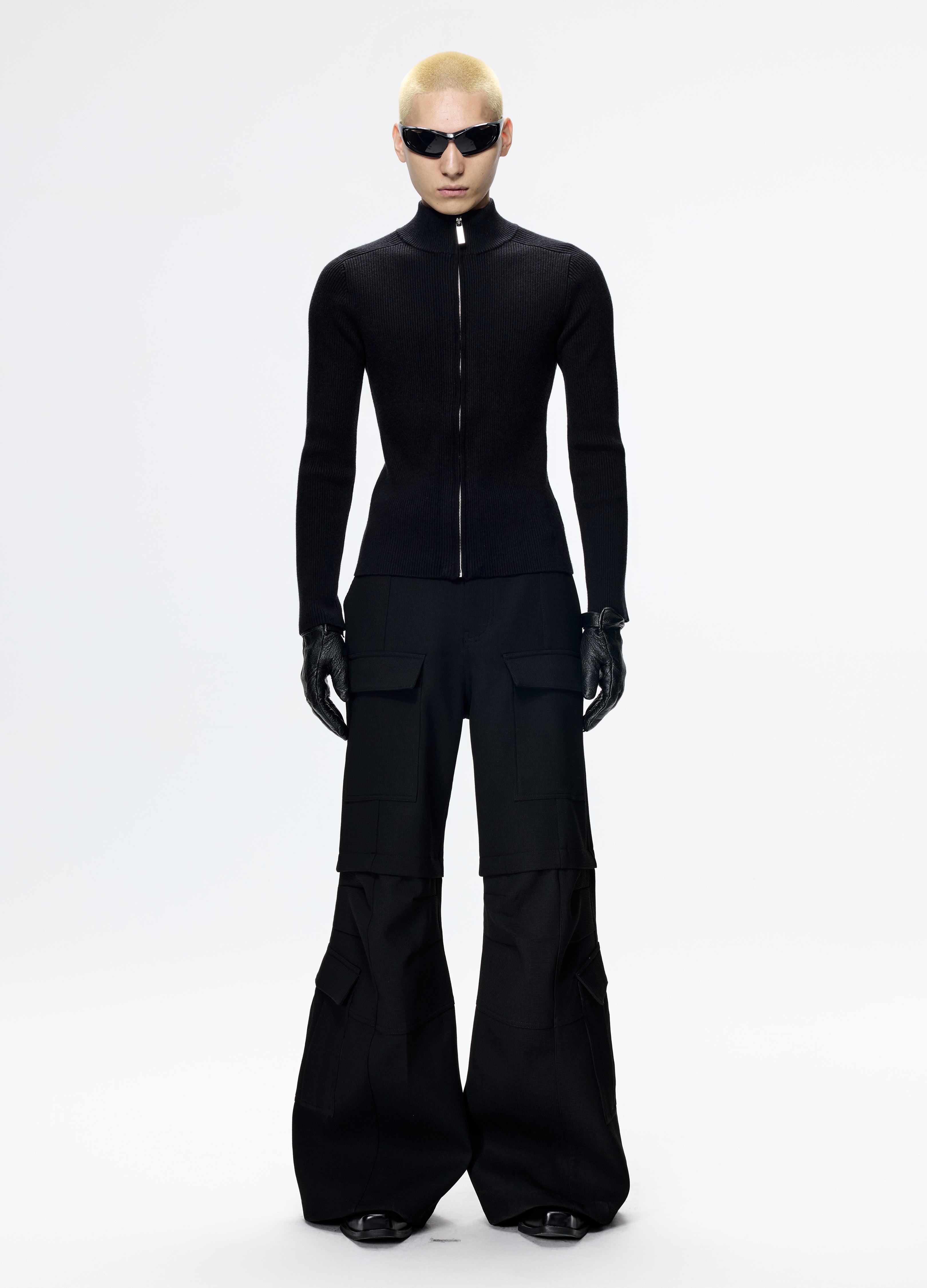 25FW FITTED BLACK KNIT CARDIGAN