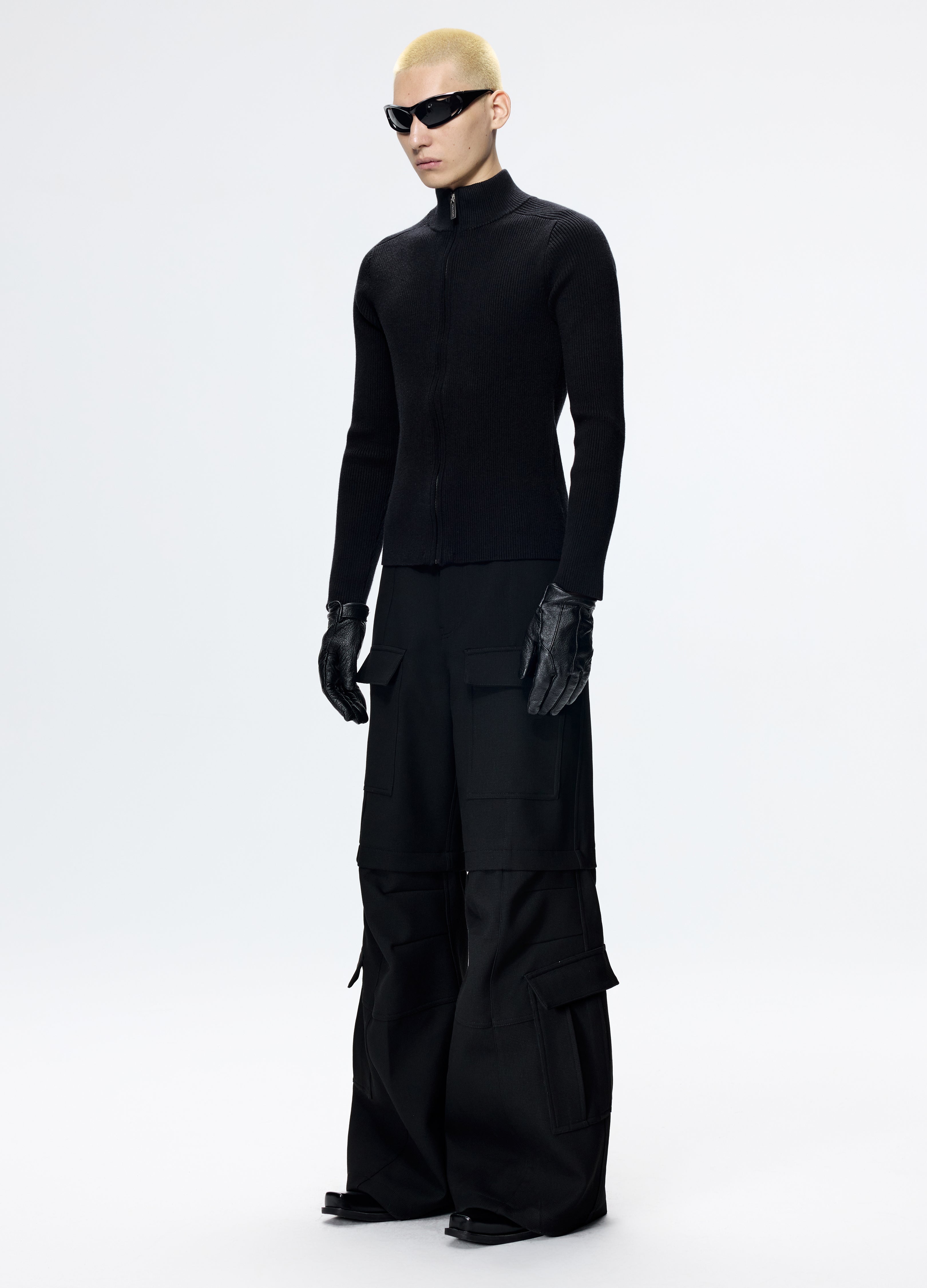 25FW FITTED BLACK KNIT CARDIGAN