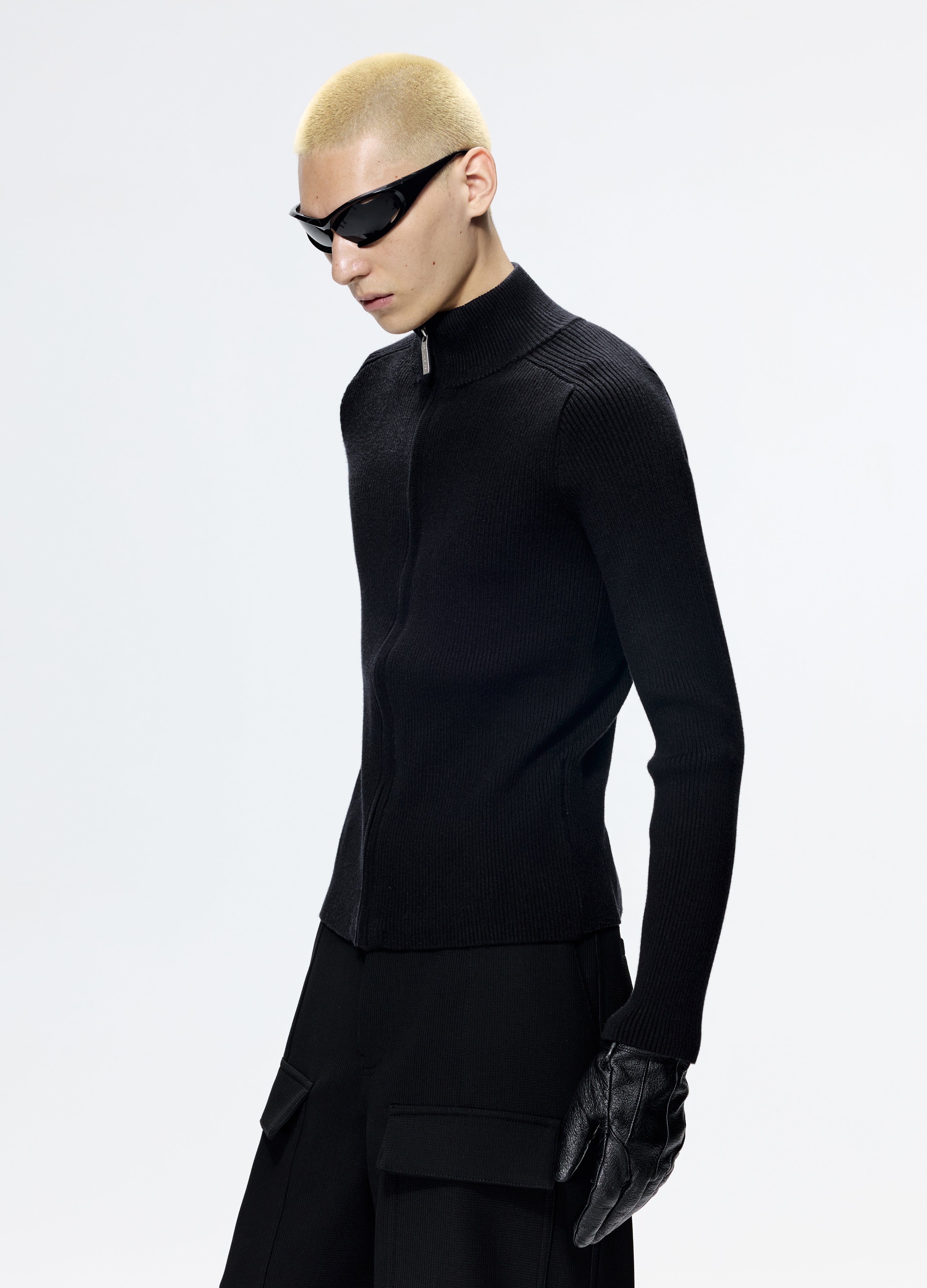 25FW FITTED BLACK KNIT CARDIGAN