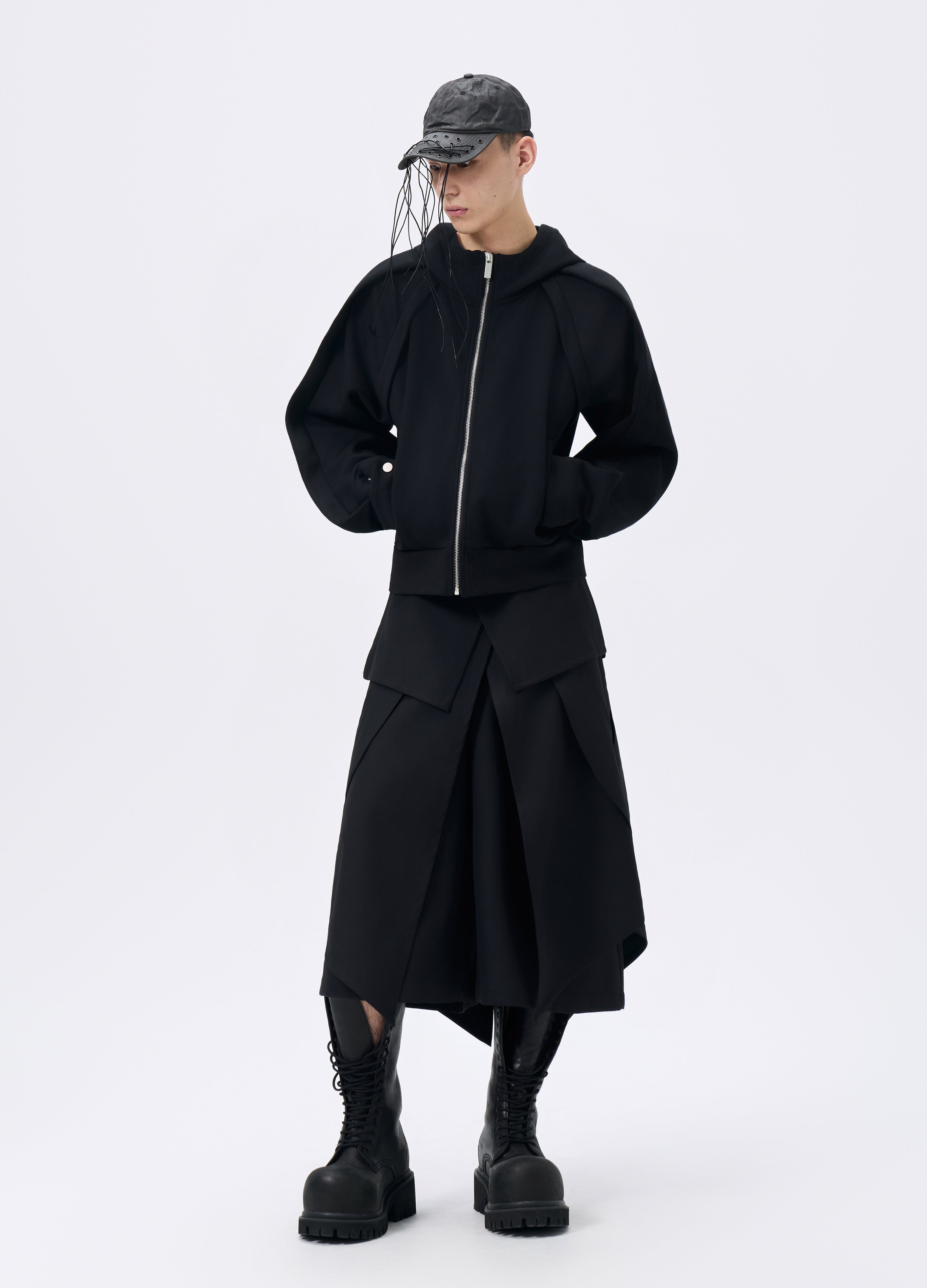 25FW LAYERED BELT APRON SKIRT