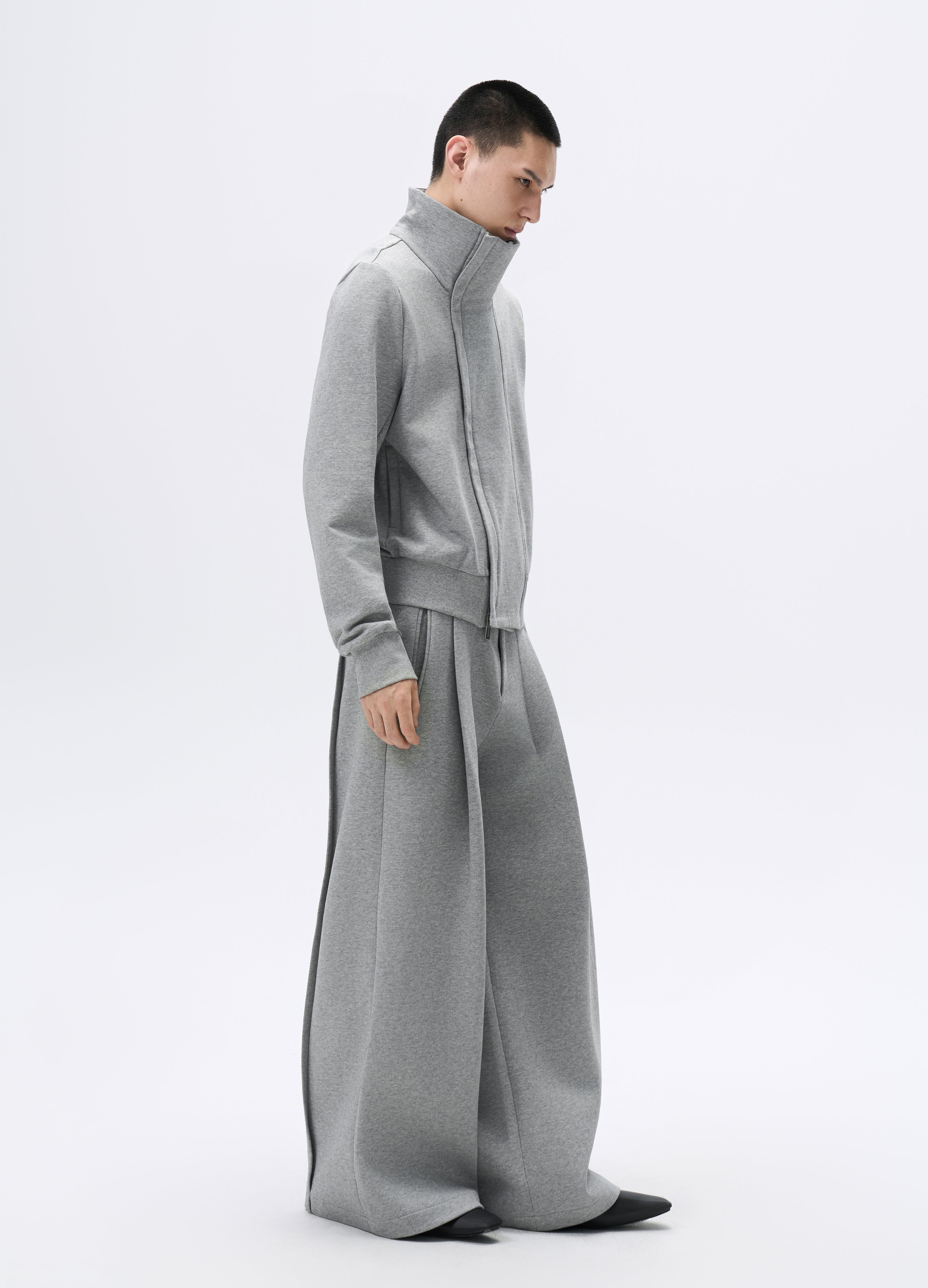 25FW GREY ZIP CROPPED JACKET