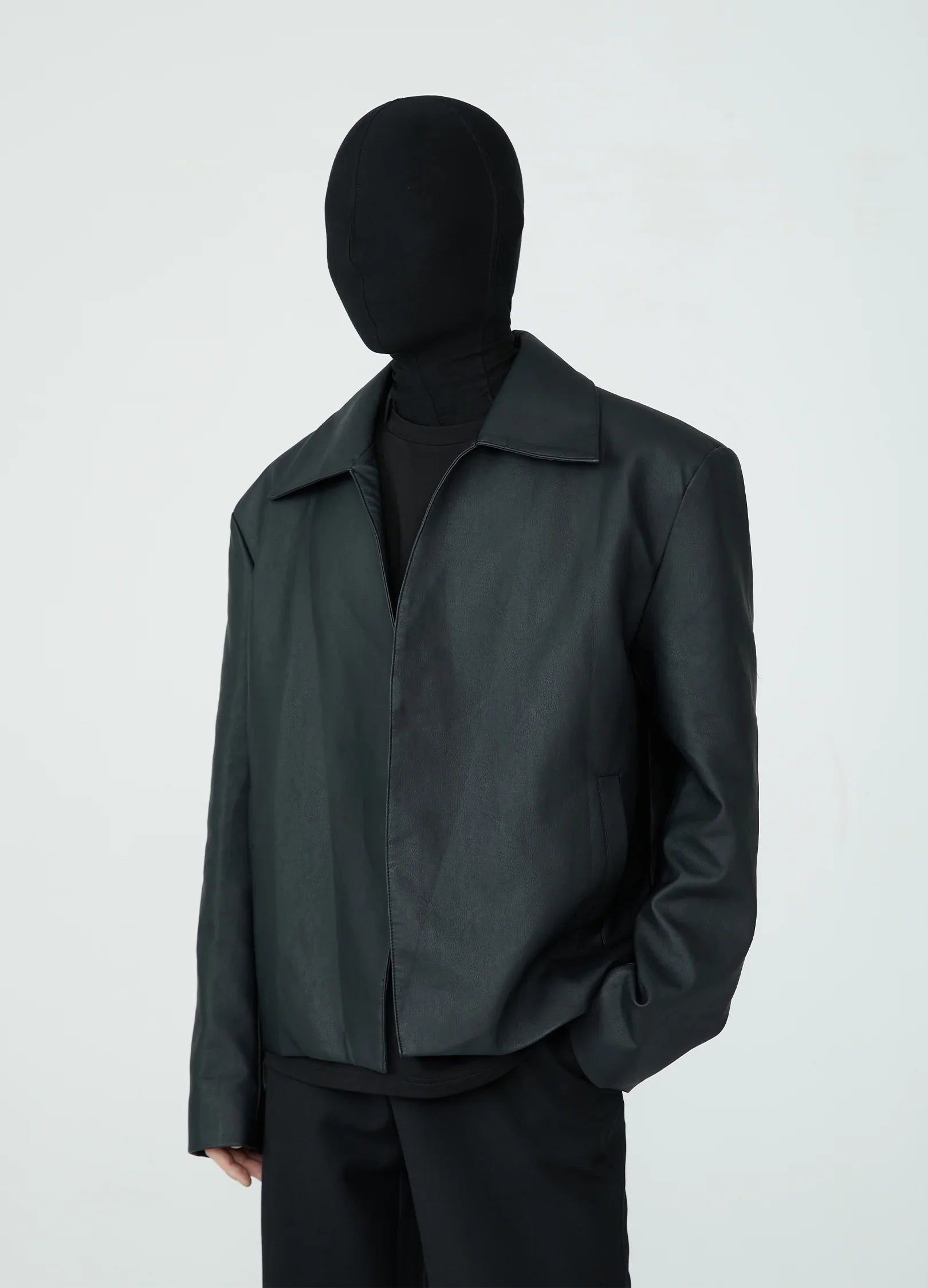 23SS Noir Minimalist Leather Jacket