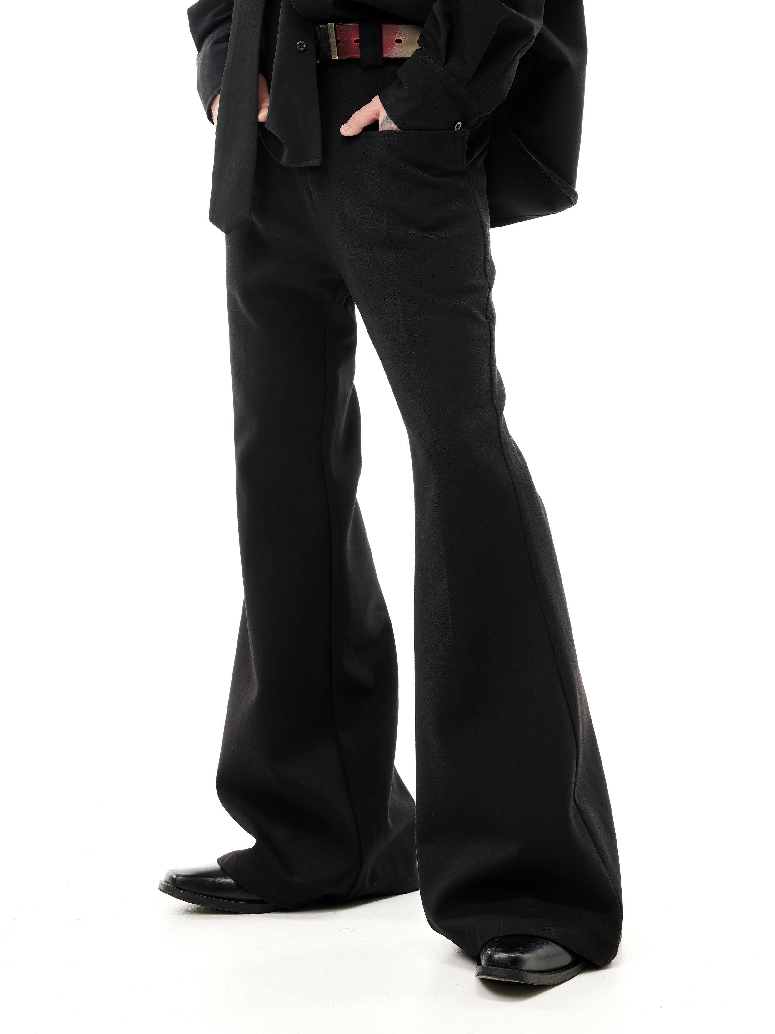 DRAPE FLARE SUIT TROUSERS