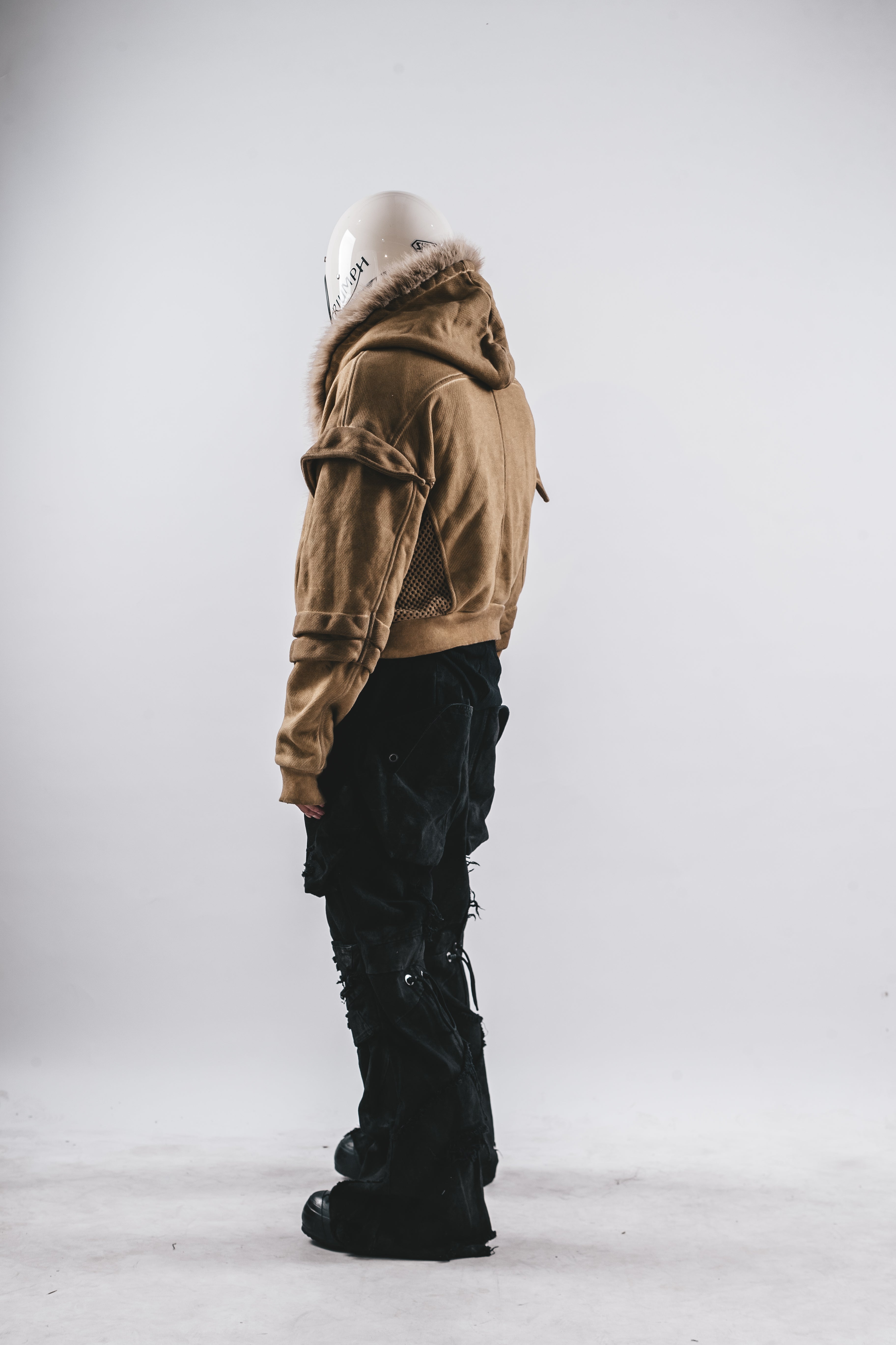 DRKLEI WASHED WAFFLE FUR HOODIE