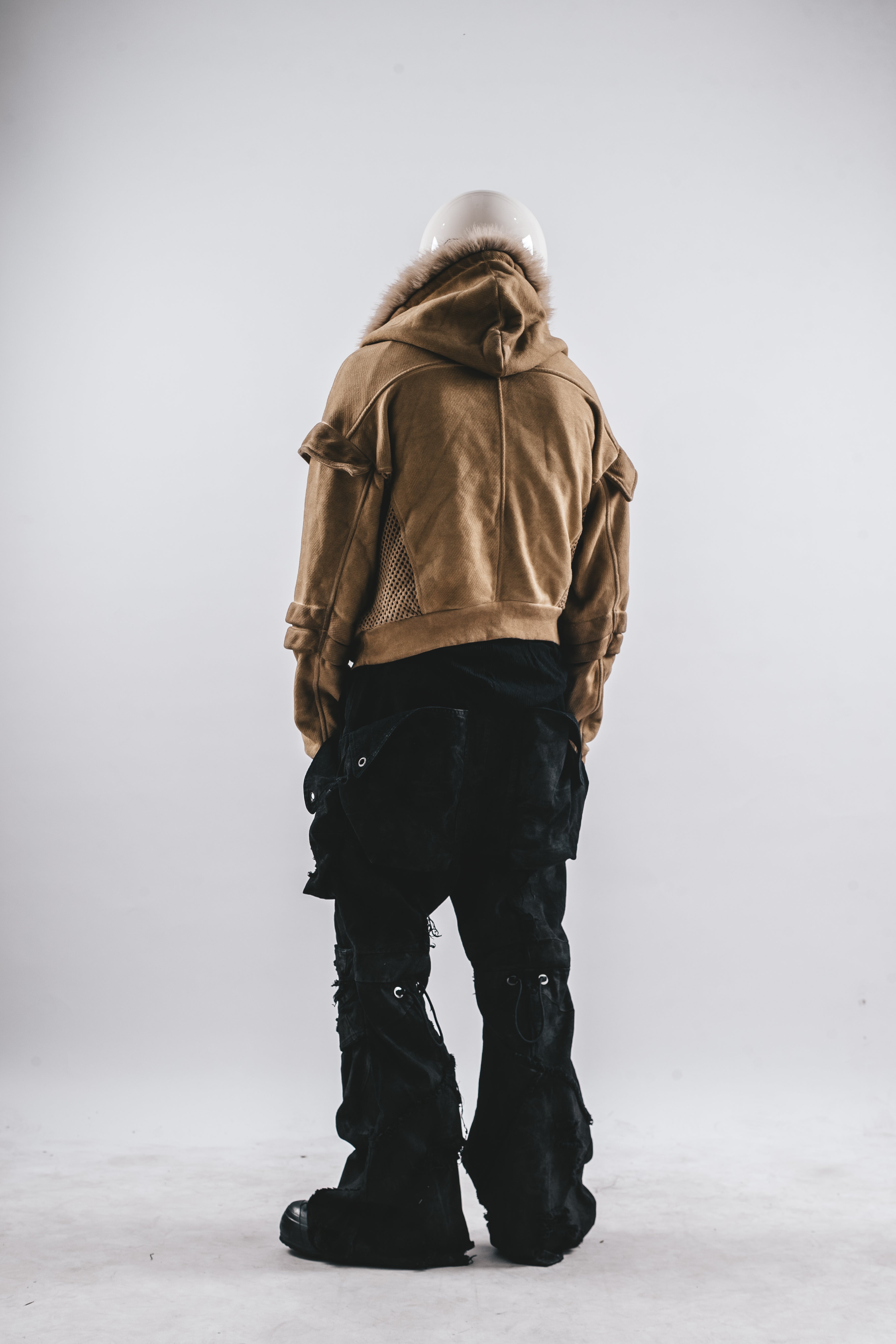 DRKLEI WASHED WAFFLE FUR HOODIE