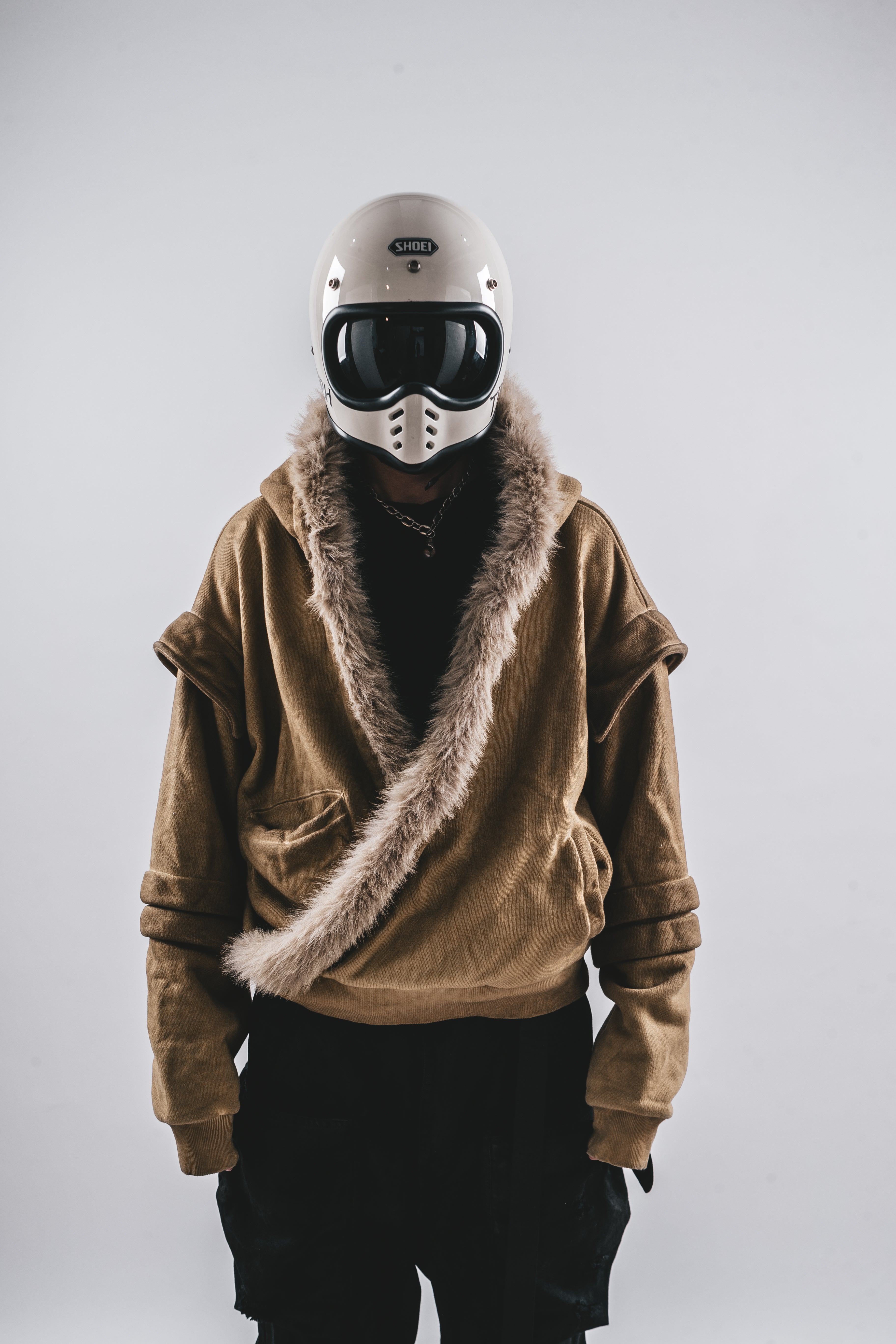 DRKLEI WASHED WAFFLE FUR HOODIE