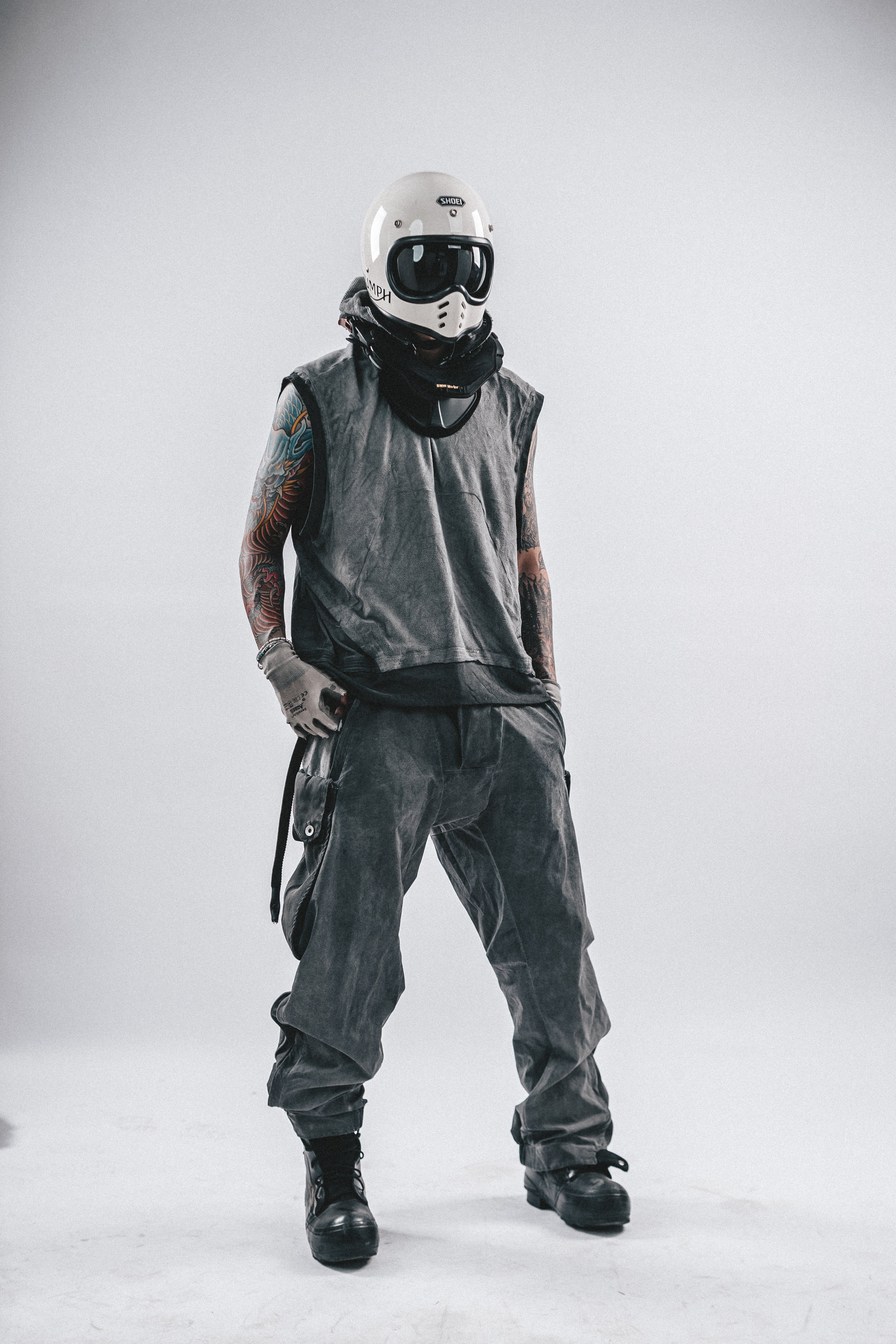 DRKLEI HOODED FRAY PATCHED TEE