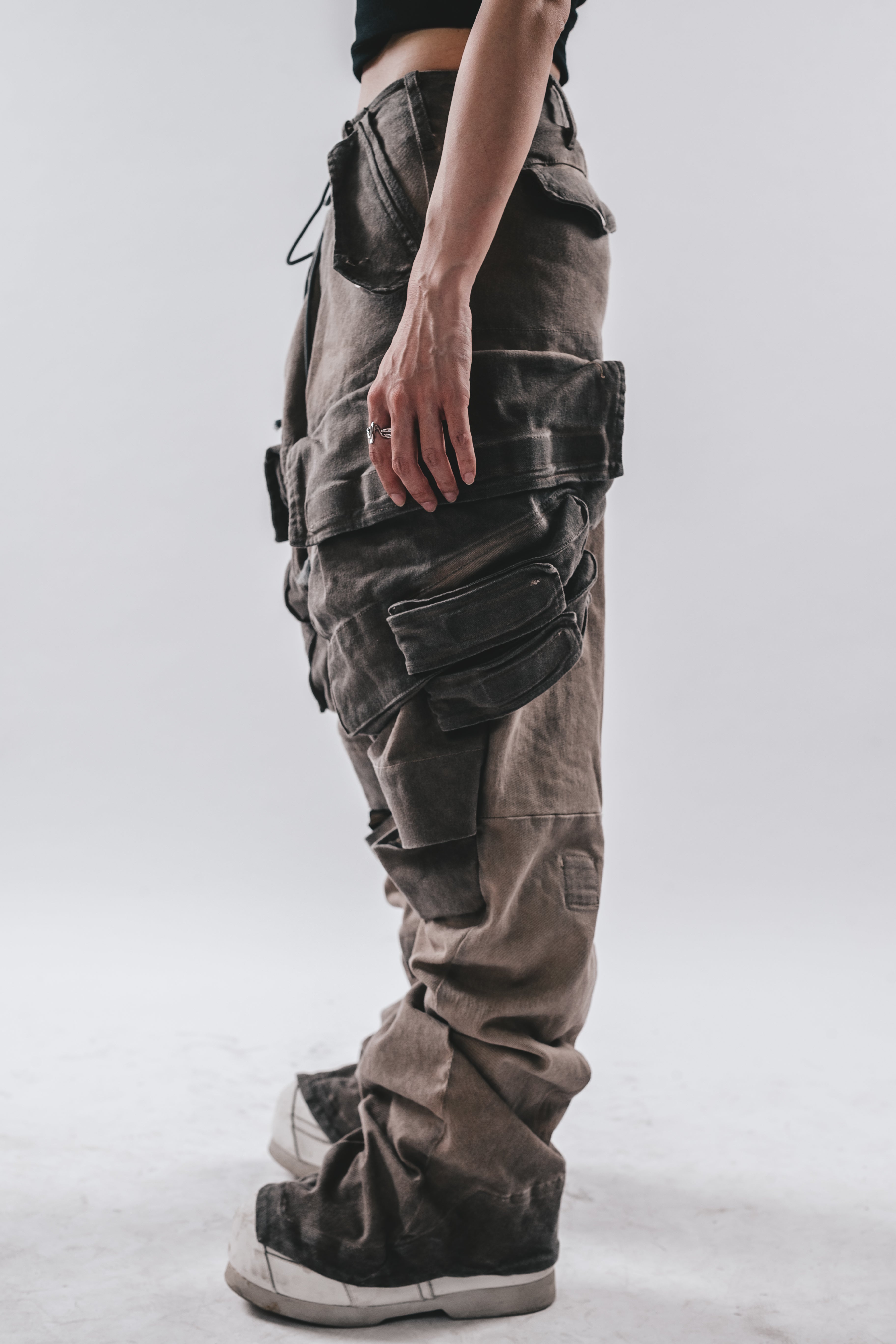Heavy-Duty 3D Arc Pocket Washed Cargo Pants