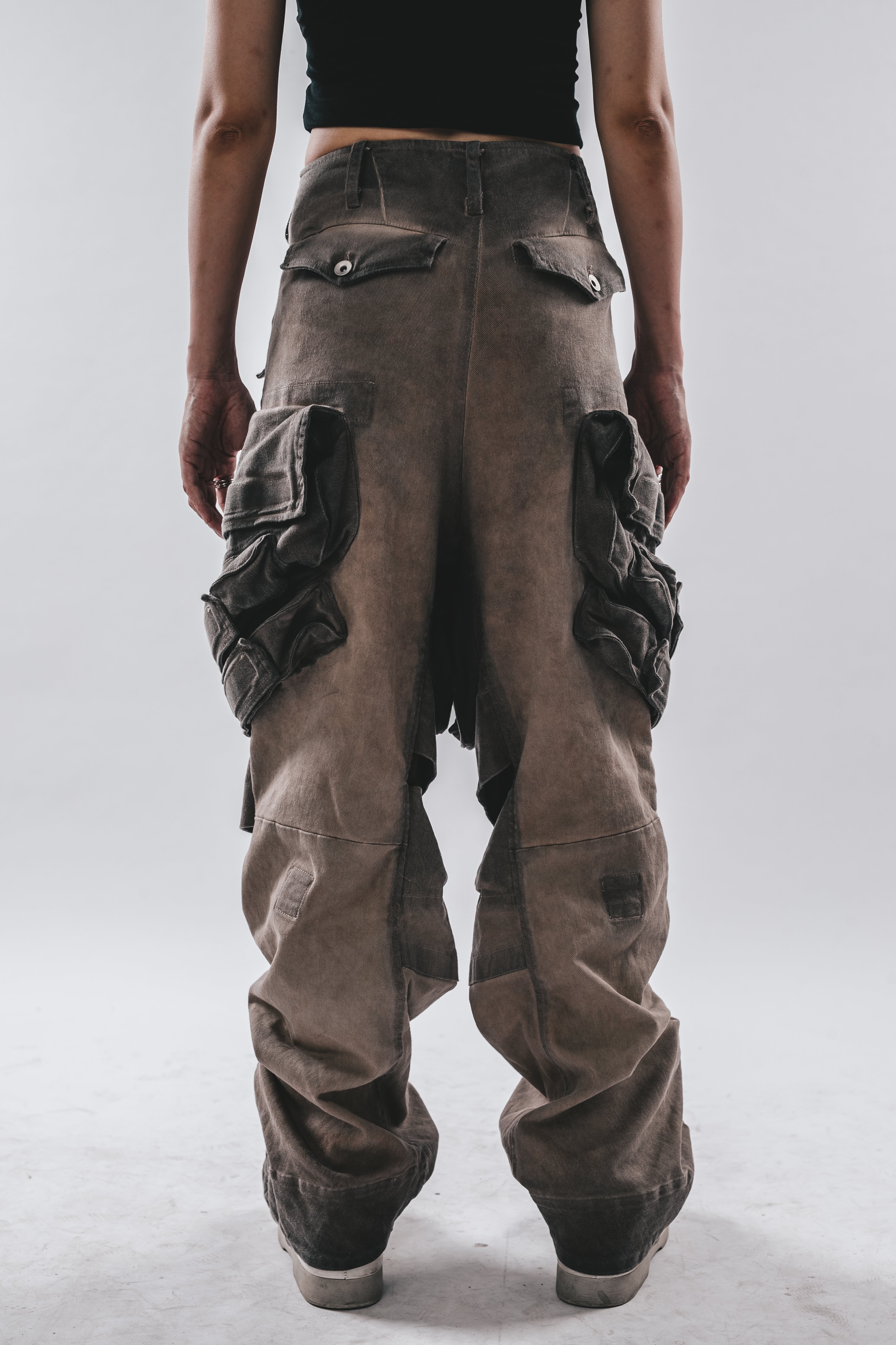 Heavy-Duty 3D Arc Pocket Washed Cargo Pants