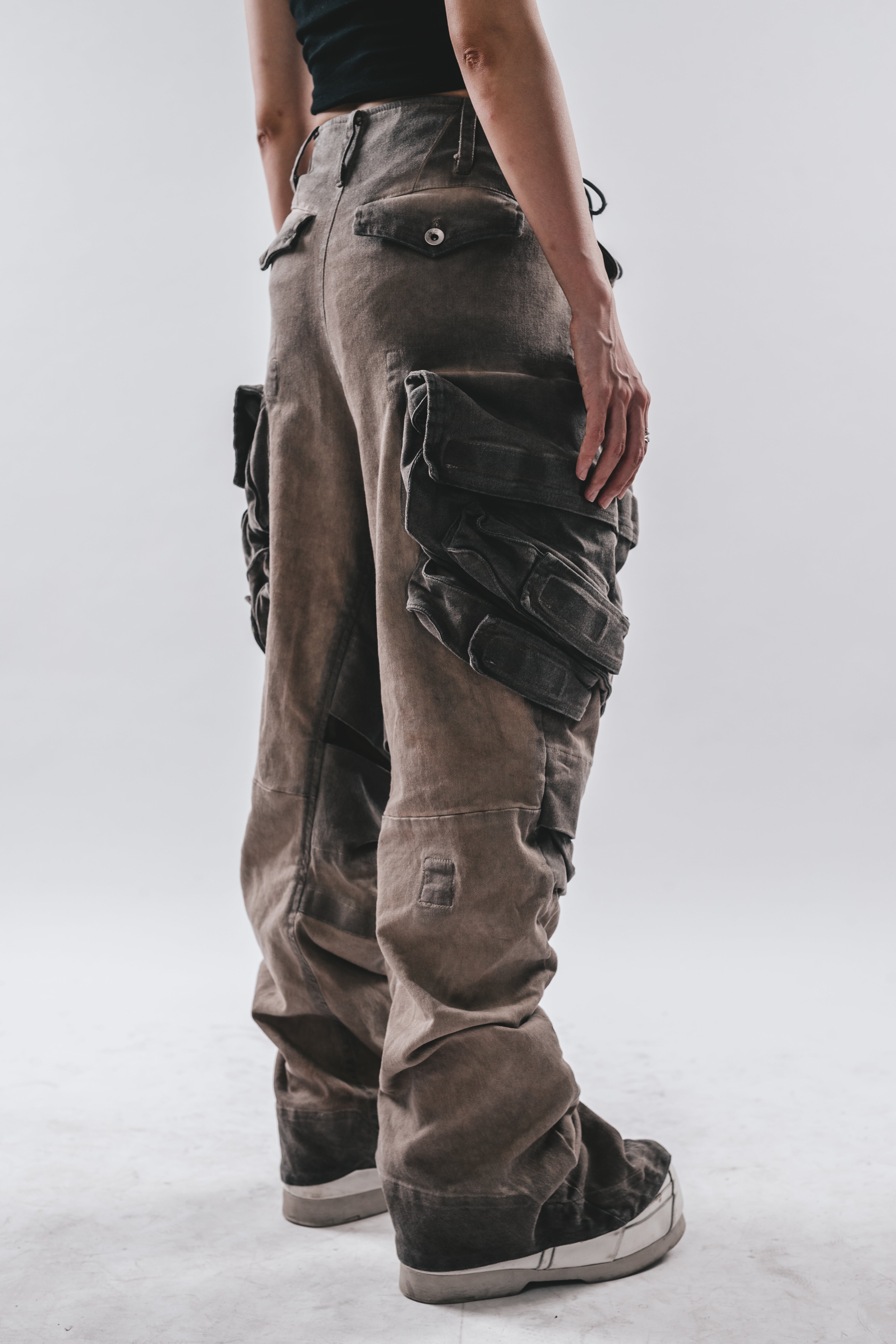 Heavy-Duty 3D Arc Pocket Washed Cargo Pants