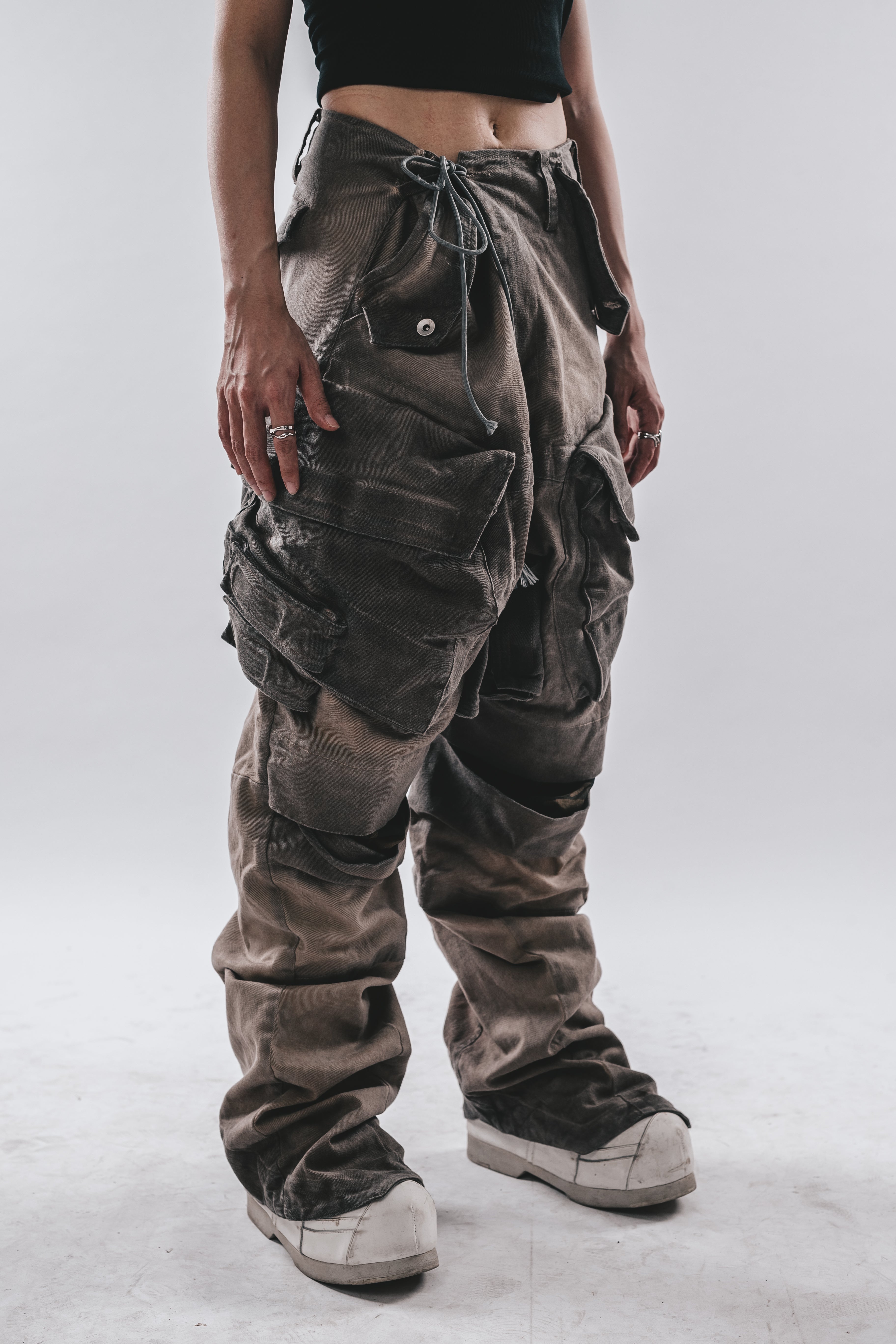 Heavy-Duty 3D Arc Pocket Washed Cargo Pants