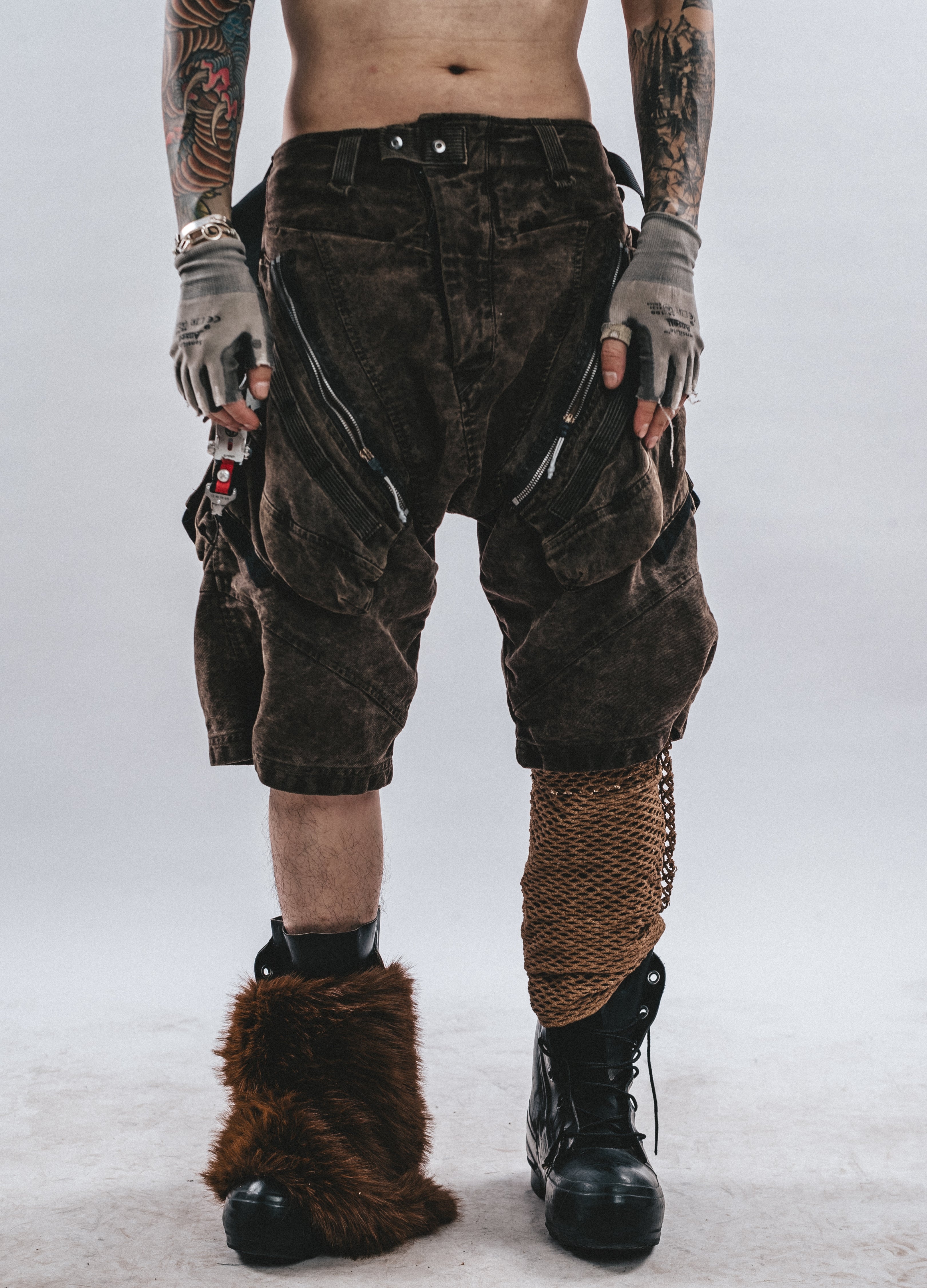 DRKLEI DECONSTRUCT ZIP UTILITY SHORTS