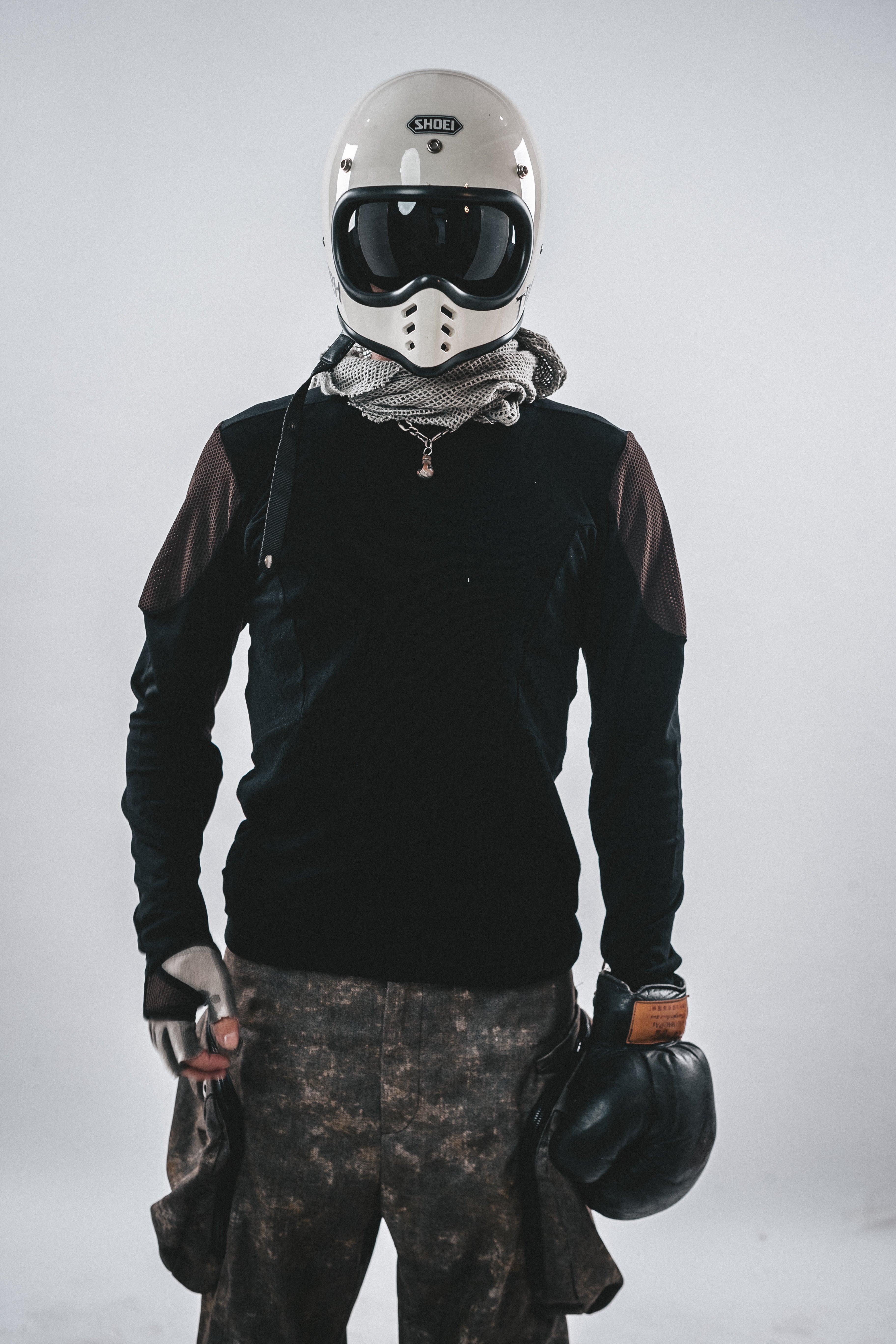 DRKLEI MESH PANEL COTTON LONG TEE