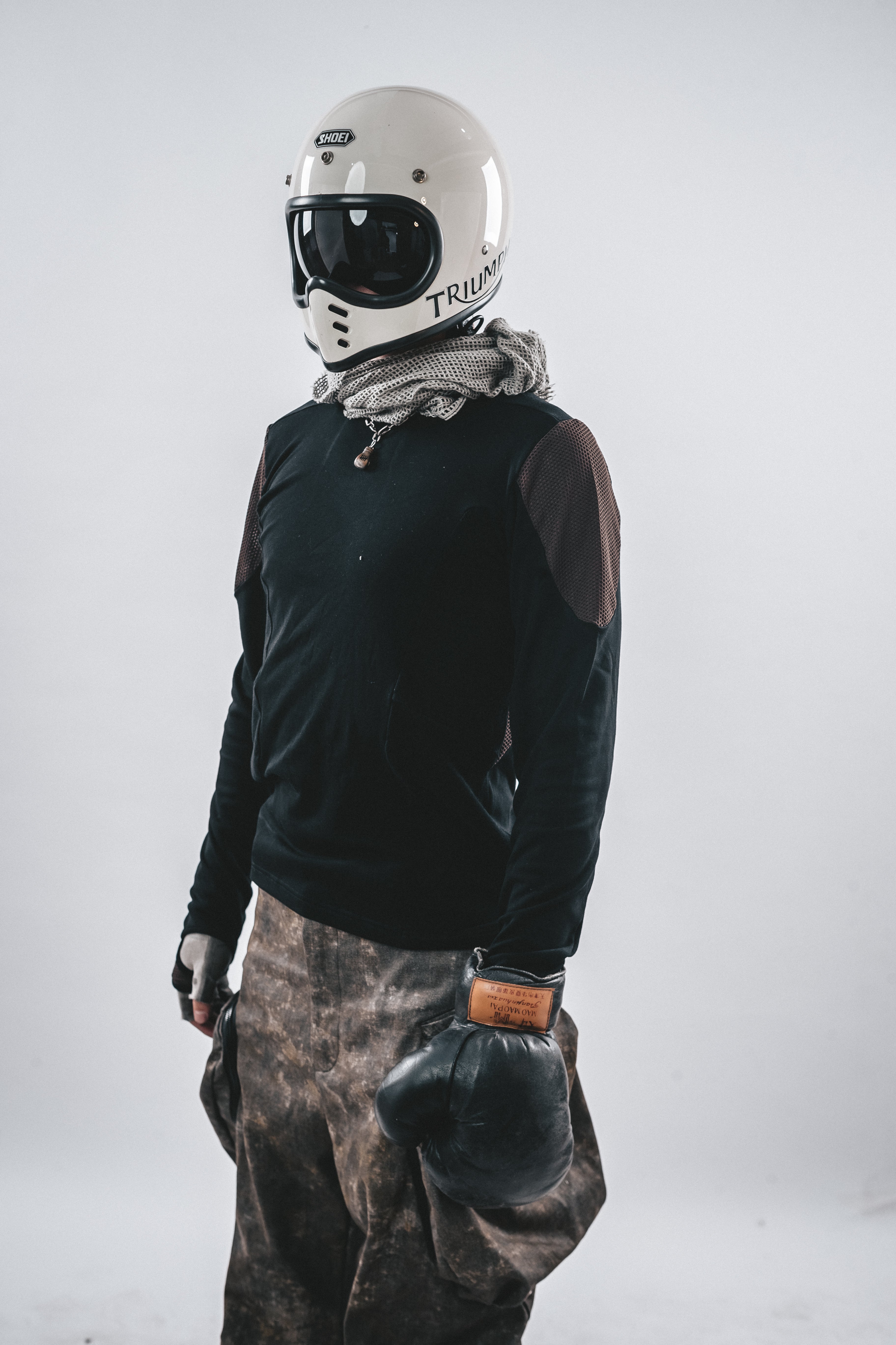 DRKLEI MESH PANEL COTTON LONG TEE