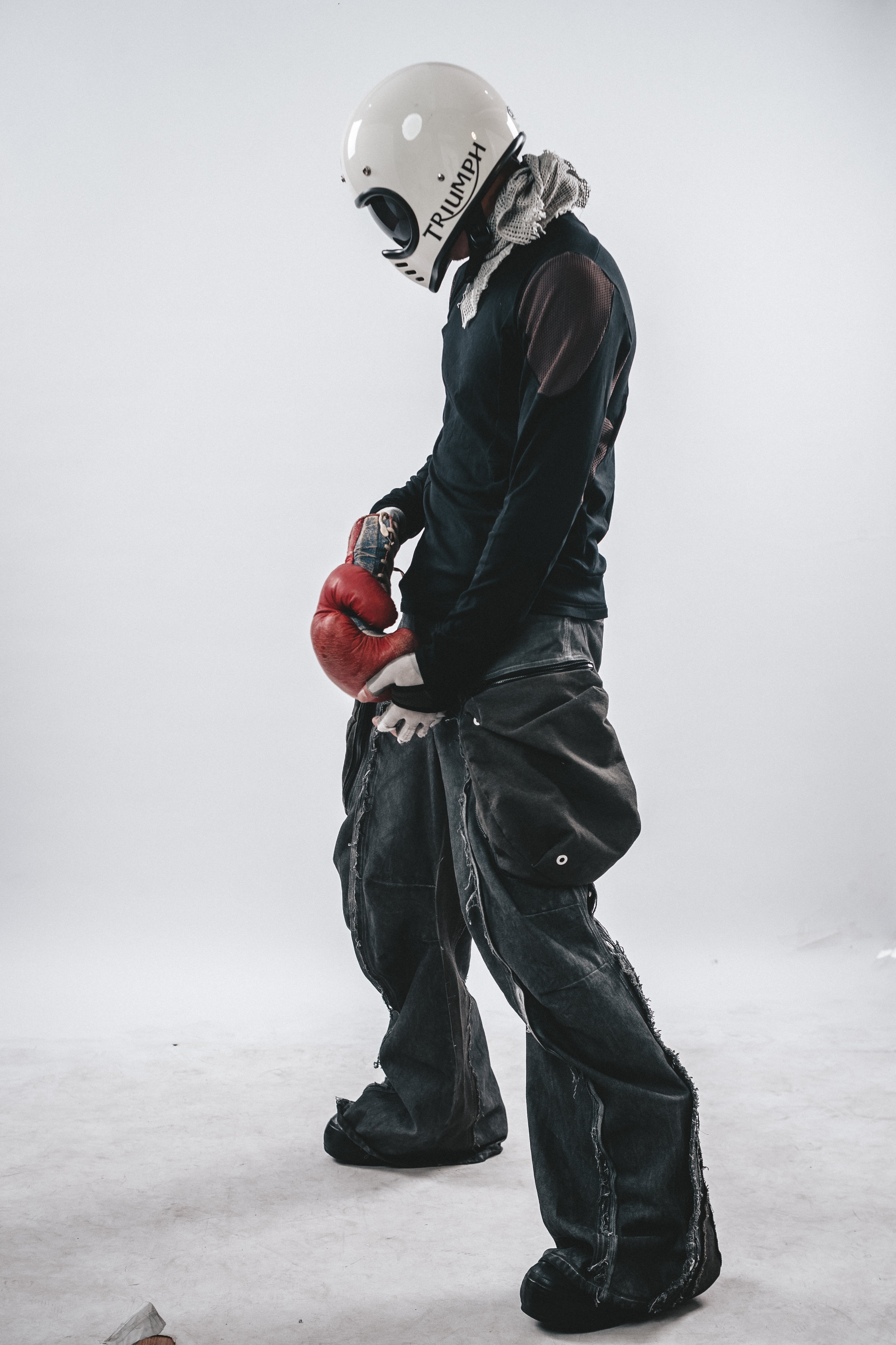 DRKLEI MESH PANEL COTTON LONG TEE